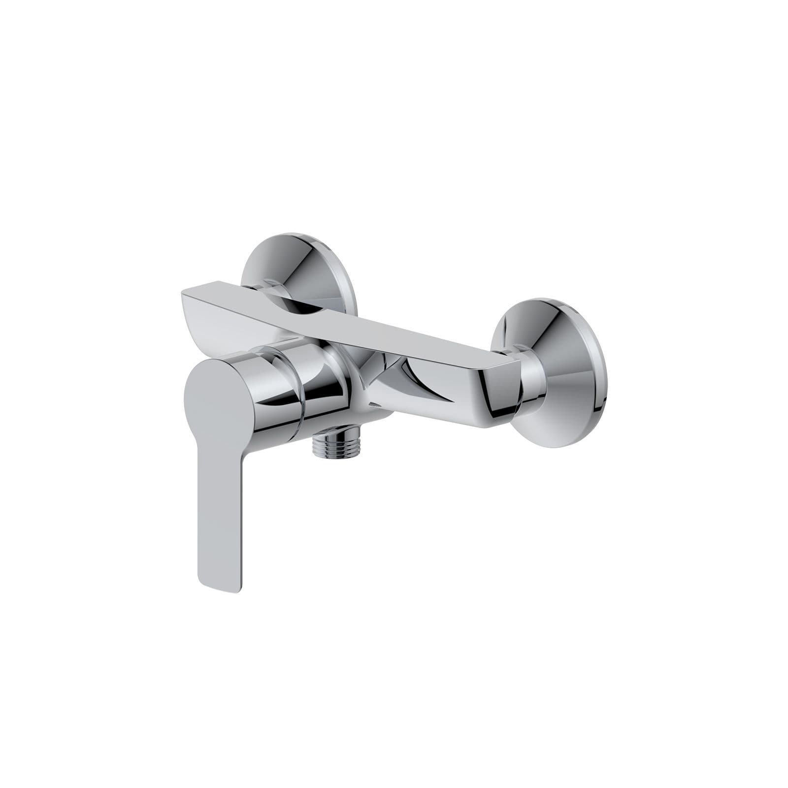Set miscelatore lavabo a muro canna 25 cm e bidet con esterno doccia cromo – Key