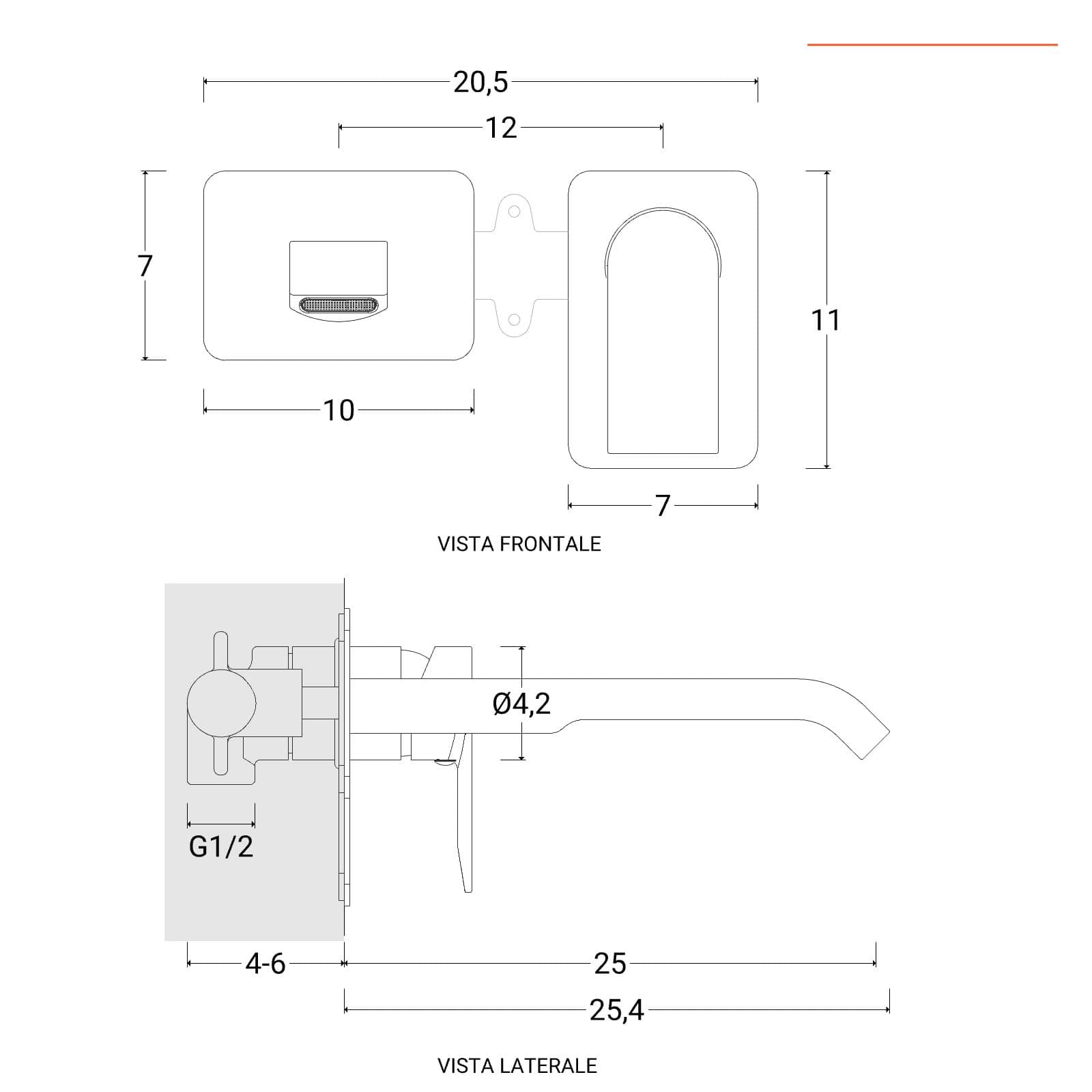 Set miscelatore lavabo a muro canna 25 e bidet con esterno vasca cromo – Iota