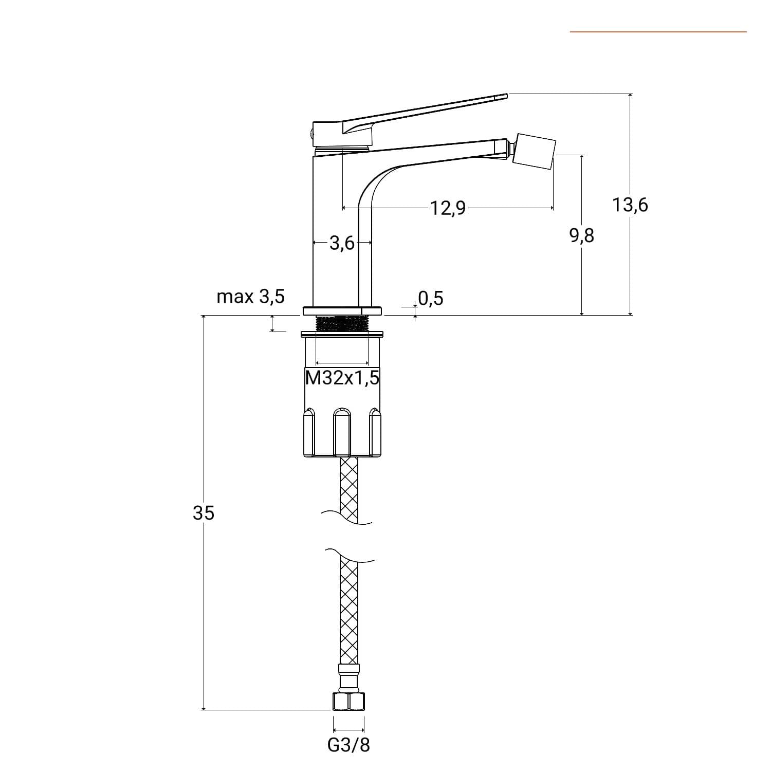 Set lavabo a muro e bidet con incasso doccia in ottone cromo - Nocta