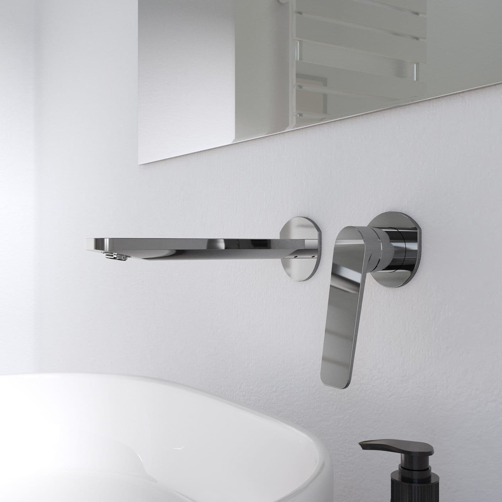 Set lavabo a muro e bidet con incasso doccia in ottone cromo - Nocta