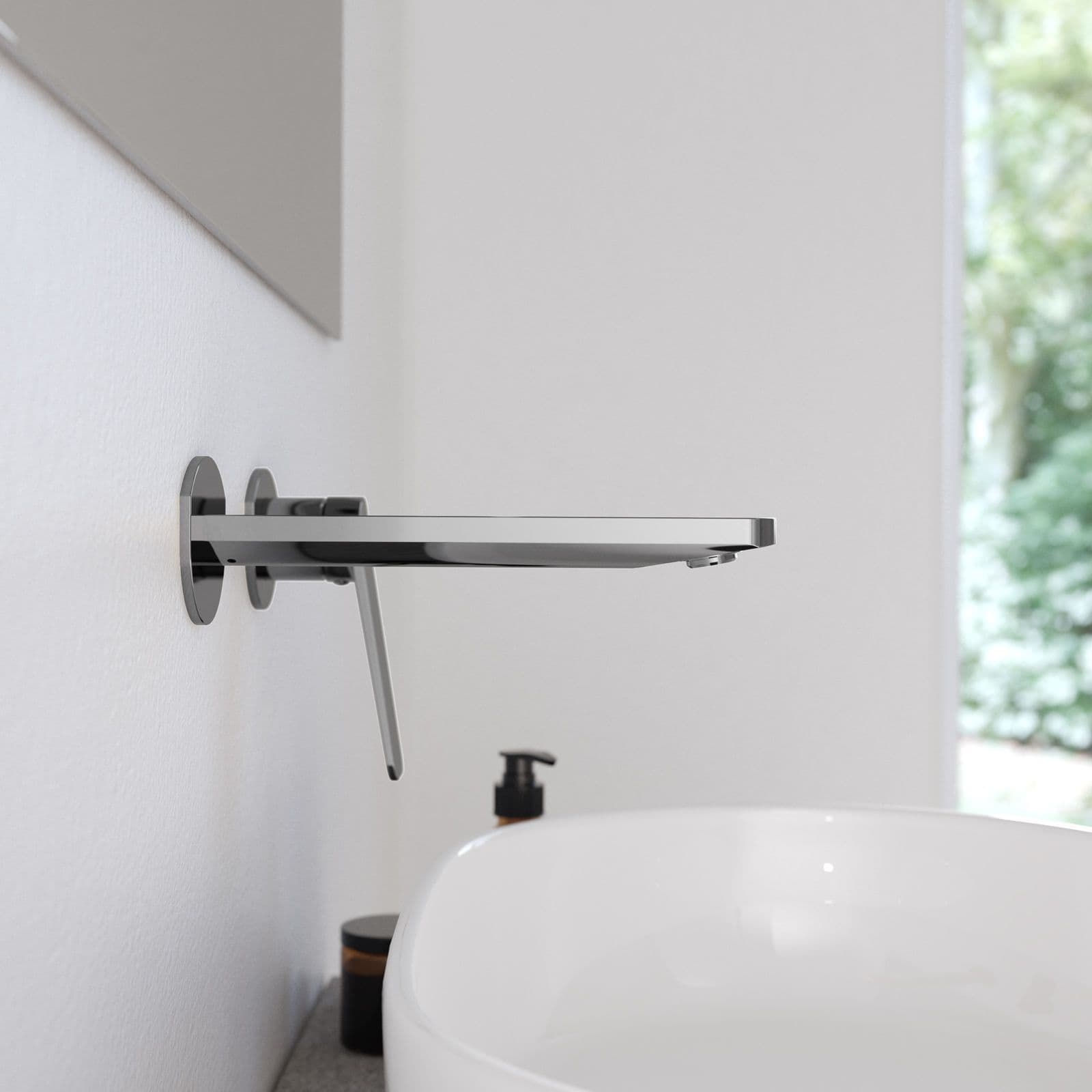 Set lavabo a muro e bidet con incasso doccia in ottone cromo - Nocta
