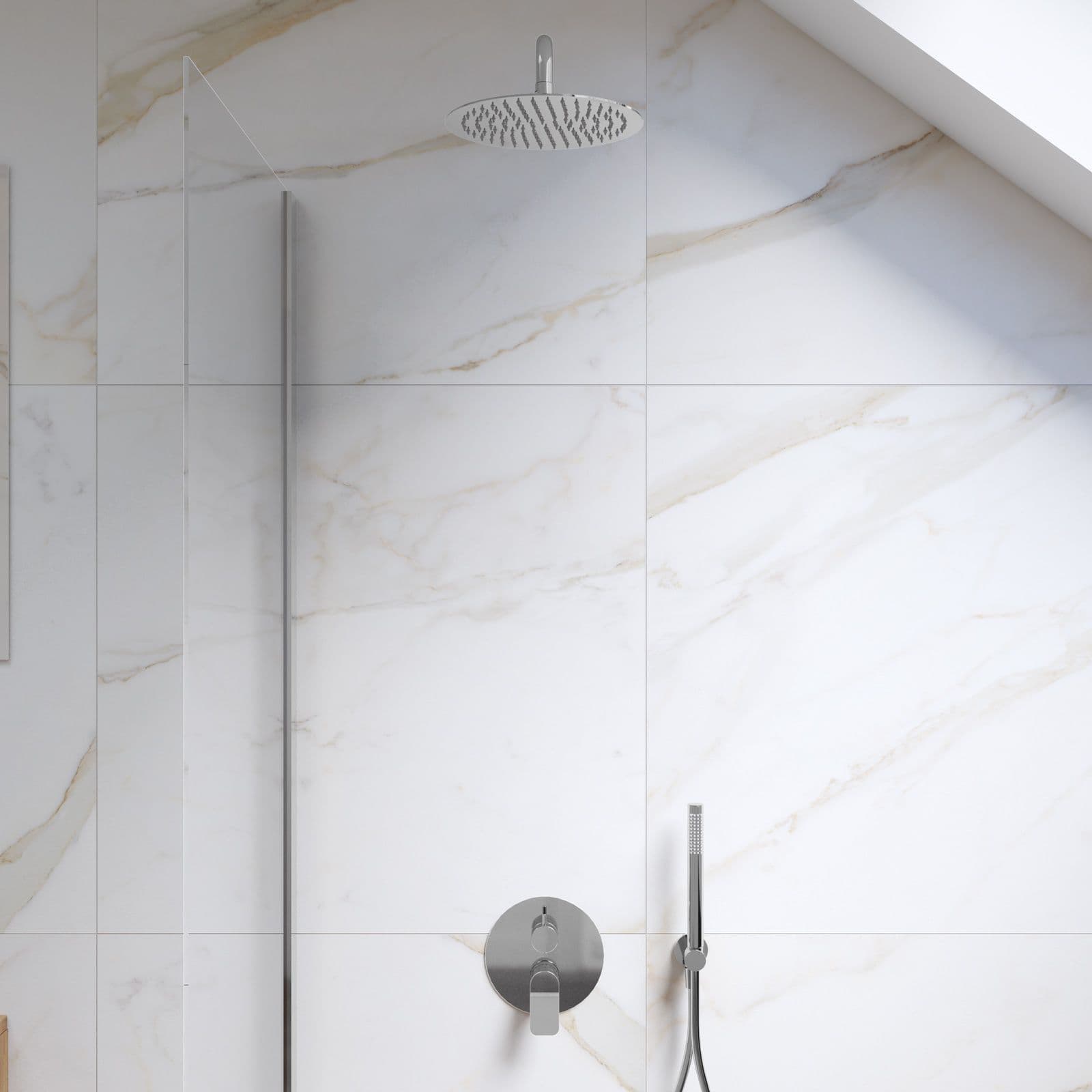 Set lavabo a muro e bidet con incasso doccia in ottone cromo - Nocta