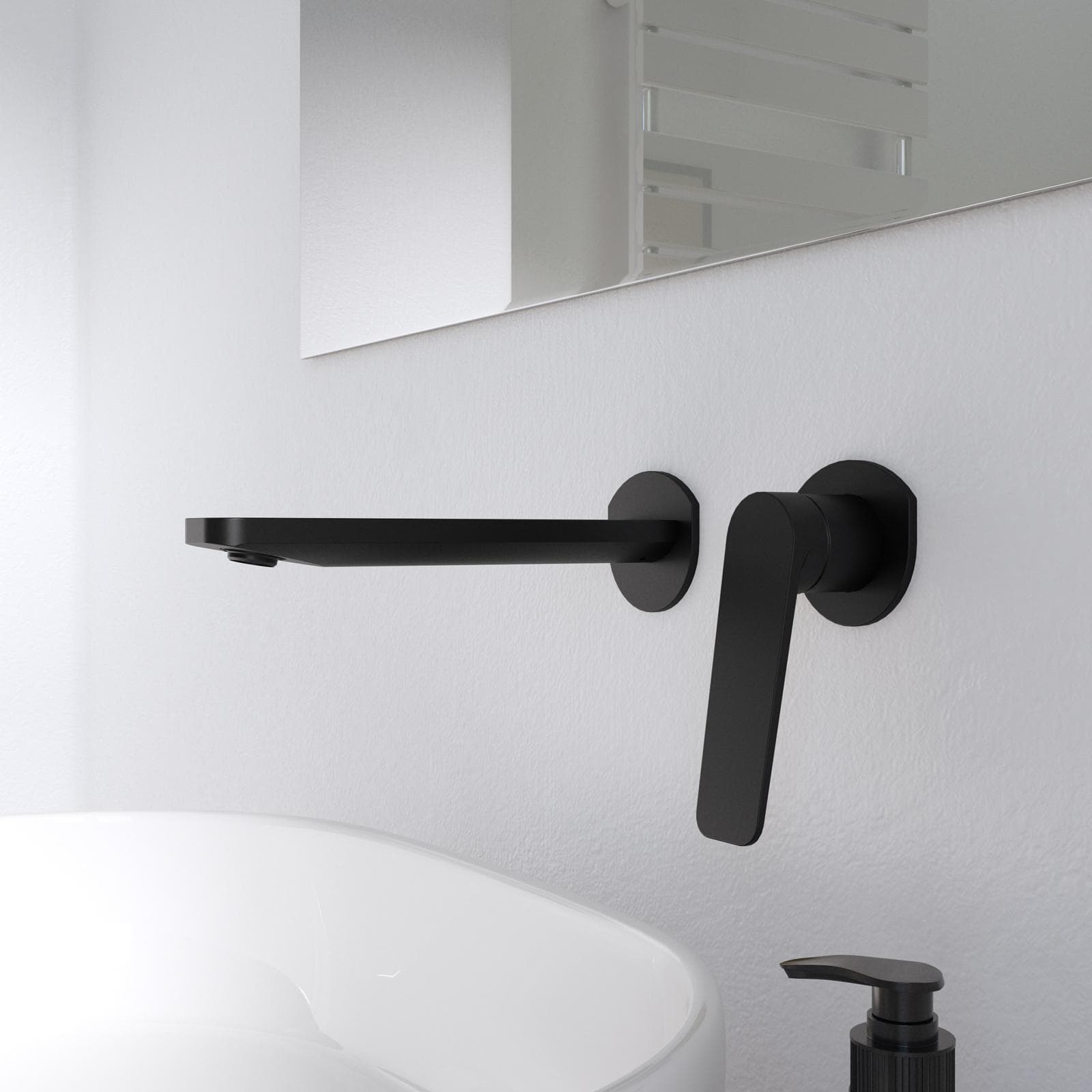 Set lavabo a muro e bidet in ottone nero opaco - Nocta