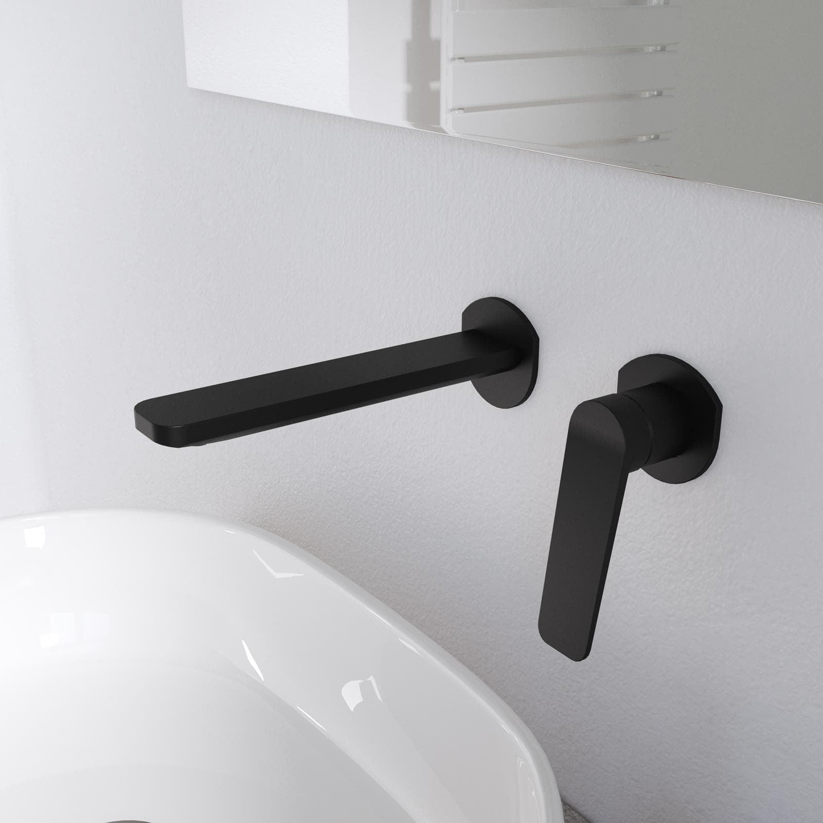 Set lavabo a muro e bidet in ottone nero opaco - Nocta
