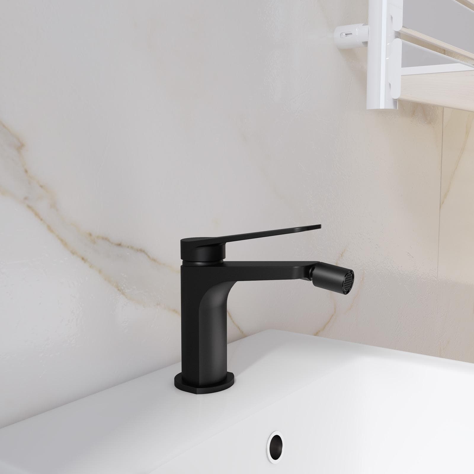 Set lavabo a muro e bidet in ottone nero opaco - Nocta