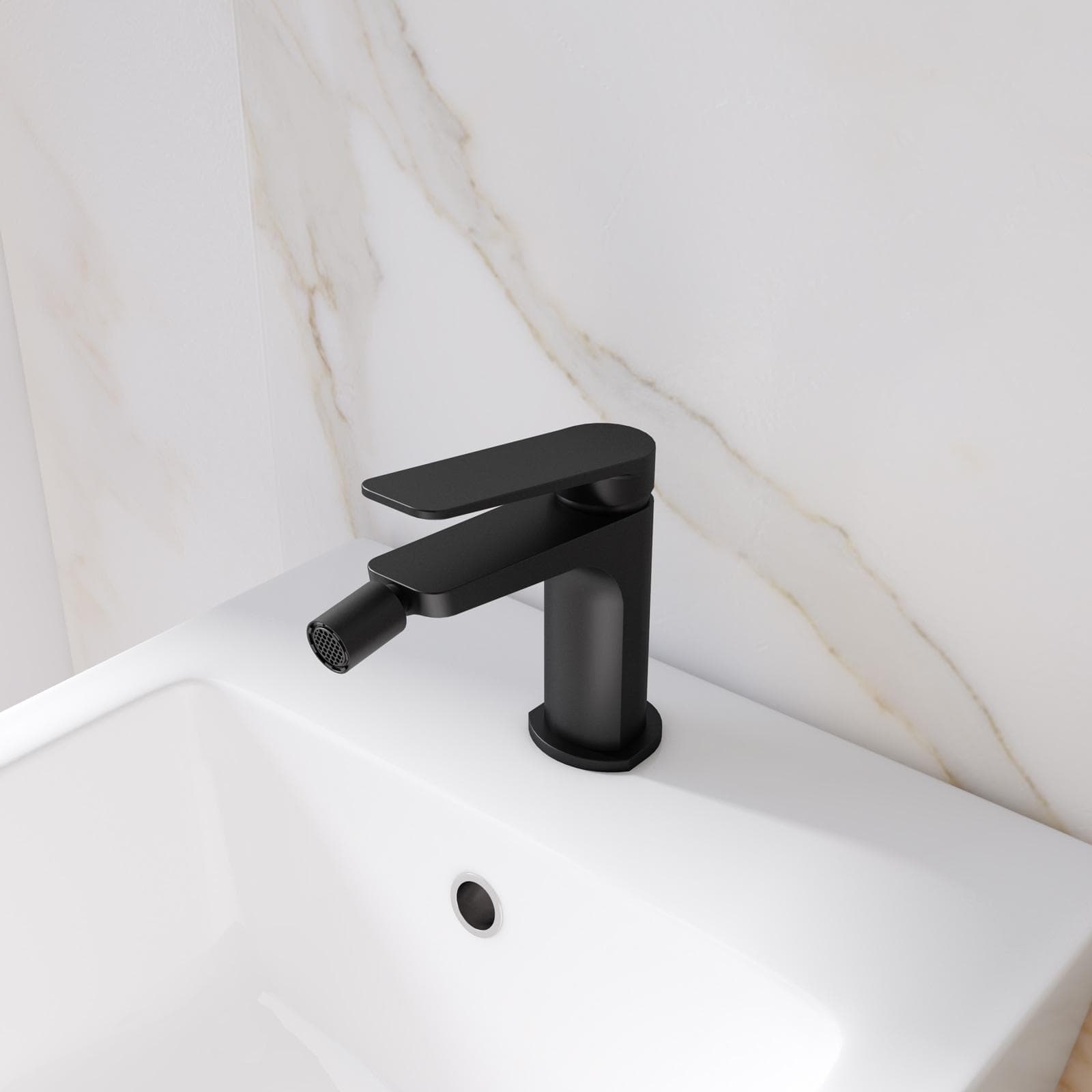 Set lavabo a muro e bidet in ottone nero opaco - Nocta