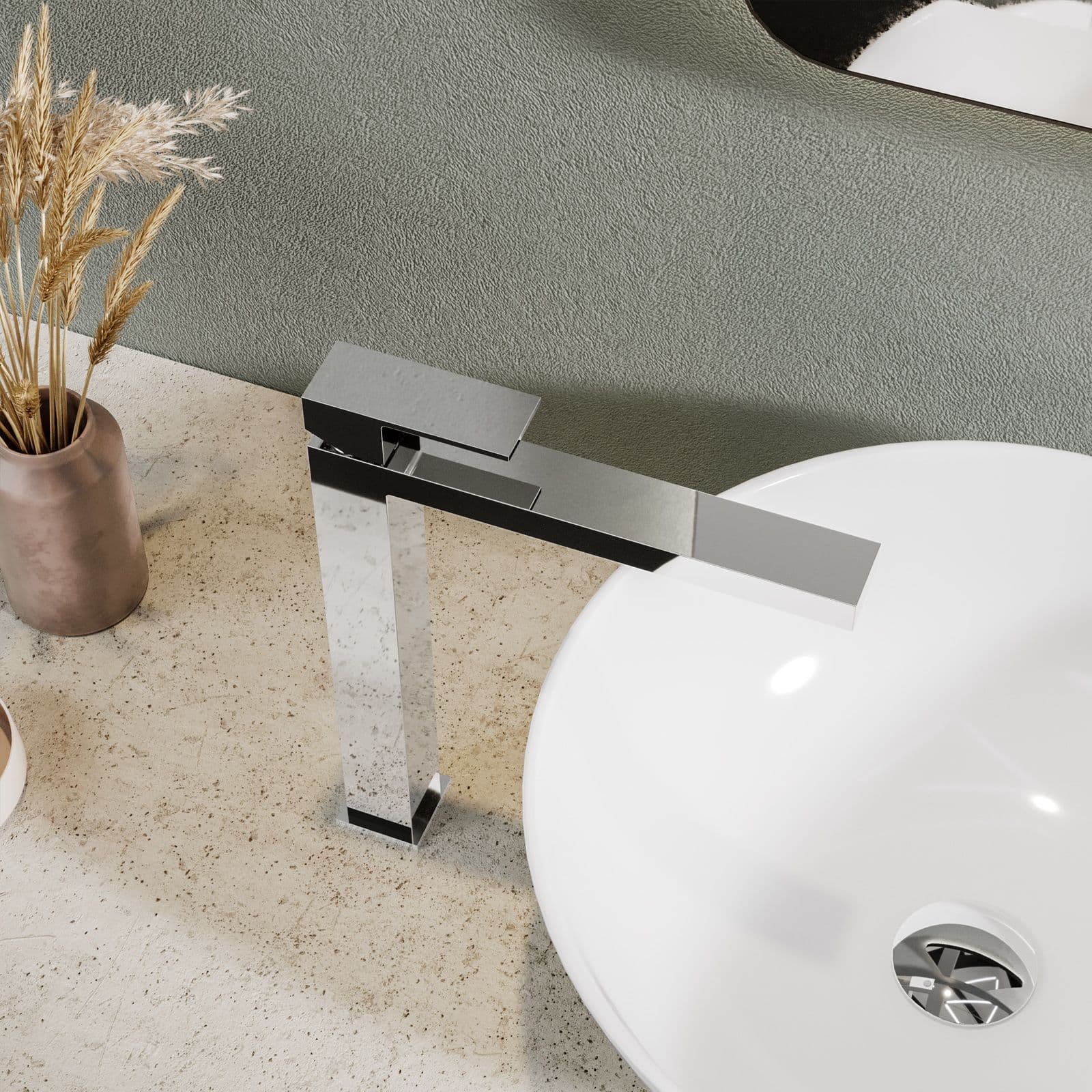 Set miscelatore lavabo alto e bidet con esterno vasca cromo – Kyria