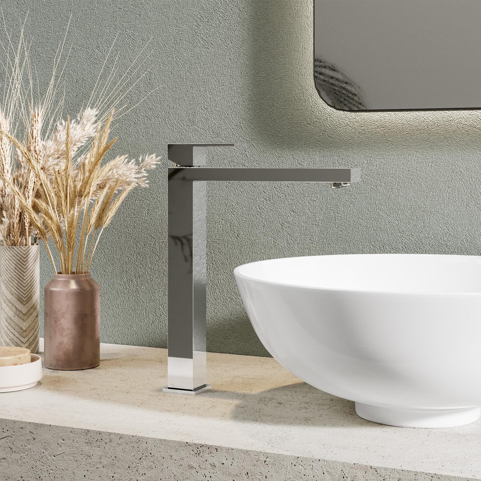 Set miscelatore lavabo alto e bidet con incasso doccia con deviatore cromo – Kyria