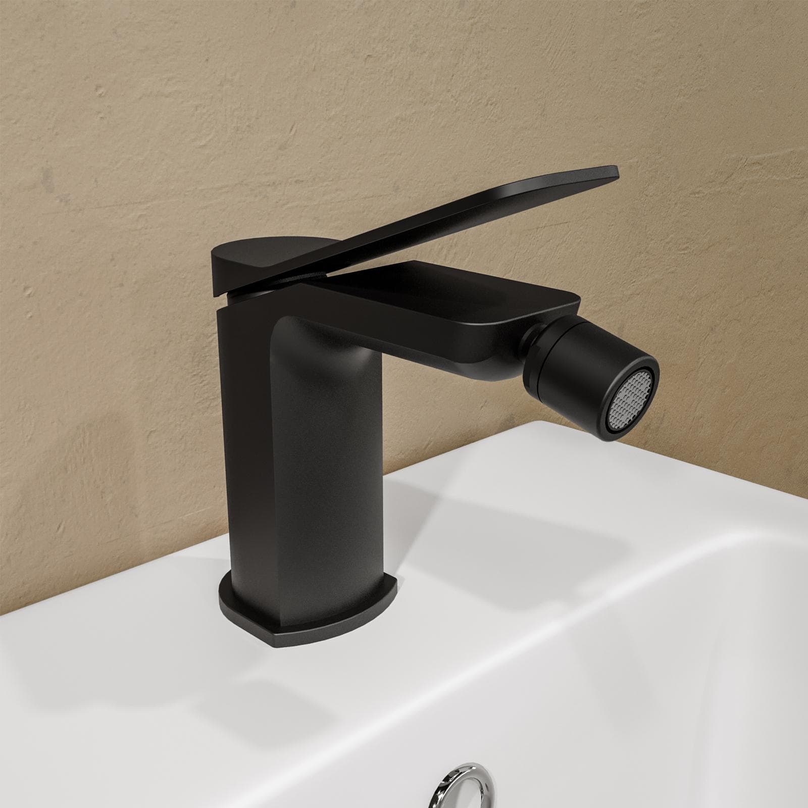 Set miscelatore lavabo alto e bidet con incasso doccia con deviatore nero – Wing