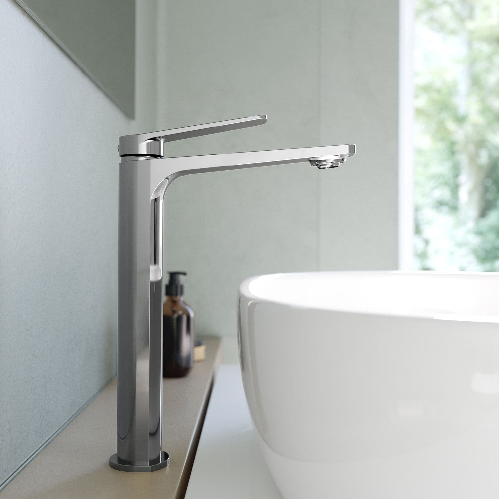 Set lavabo alto e bidet con incasso doccia in ottone cromo - Nocta