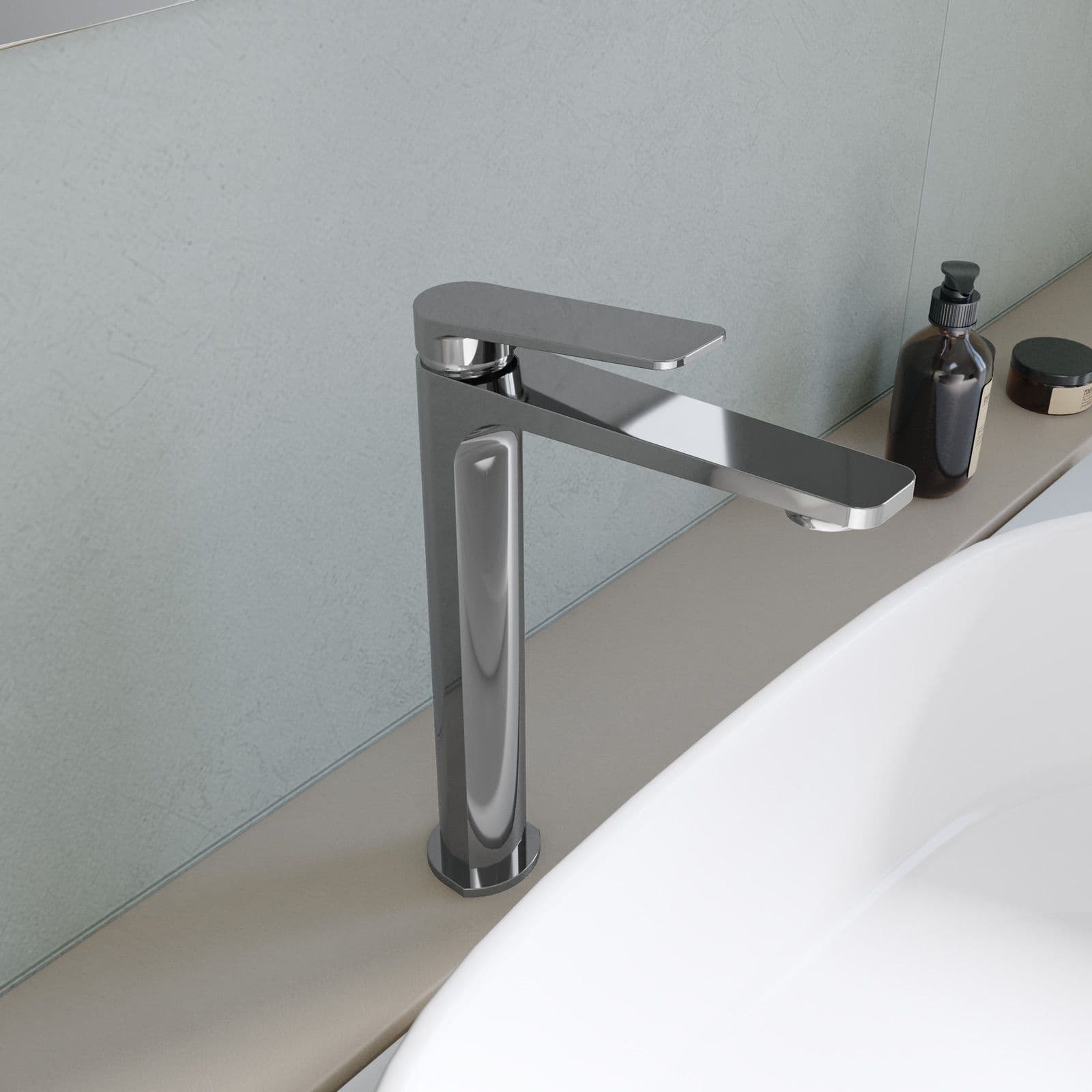Set lavabo alto e bidet con incasso doccia in ottone cromo - Nocta