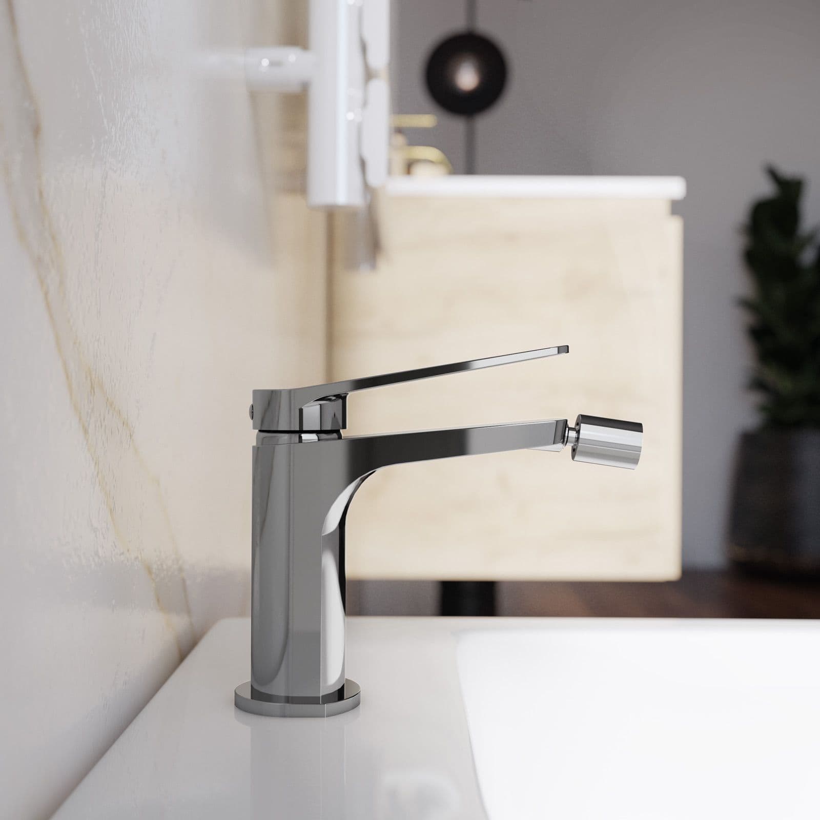Set lavabo alto e bidet con incasso doccia in ottone cromo - Nocta