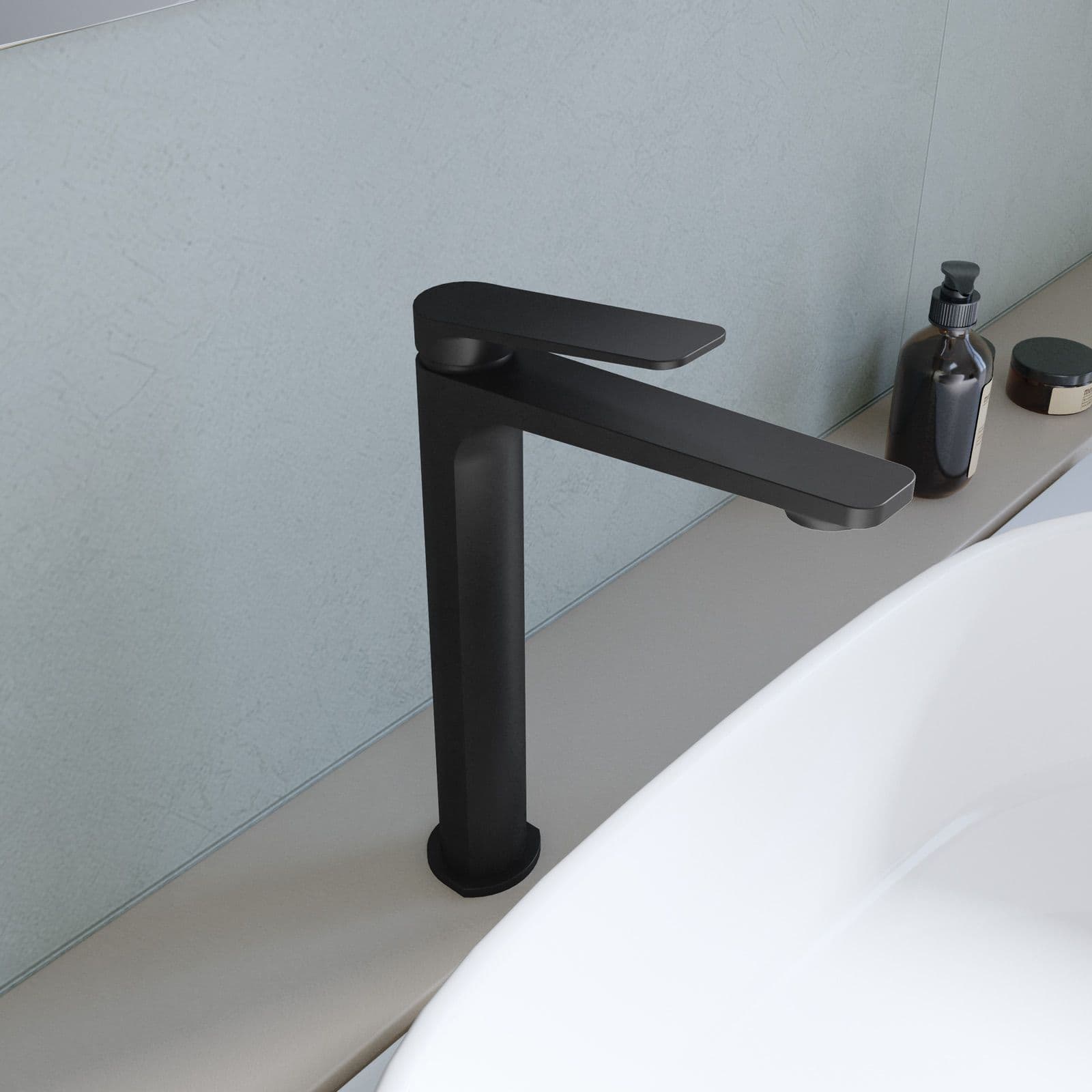 Set lavabo alto e bidet con incasso doccia termostatico in ottone nero opaco - Nocta