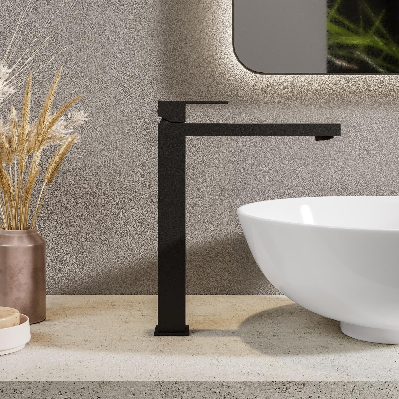 Set miscelatore lavabo alto e bidet nero – Kyria