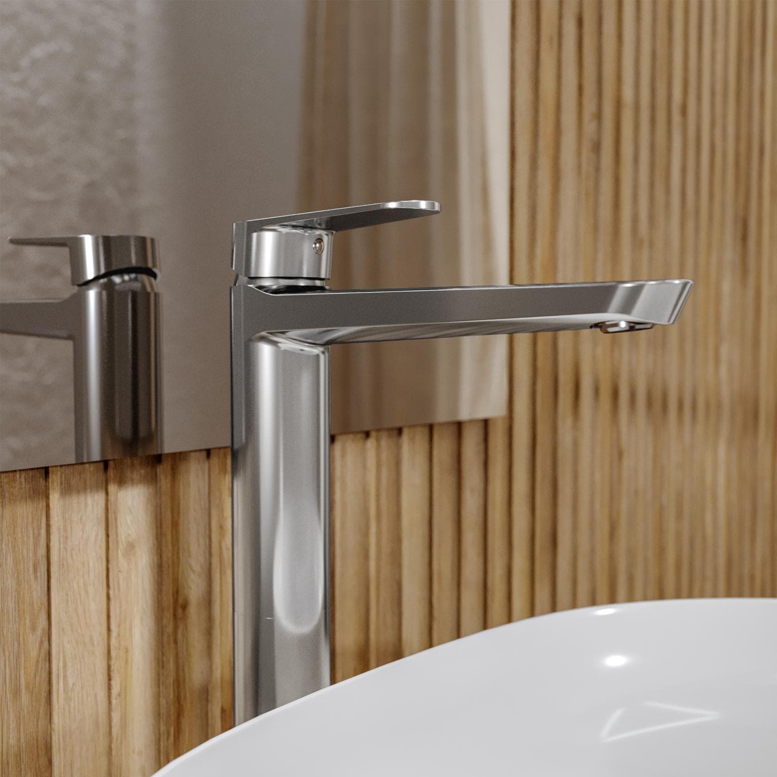 Set miscelatore lavabo alto e bidet con scarico con esterno doccia cromo – Lir