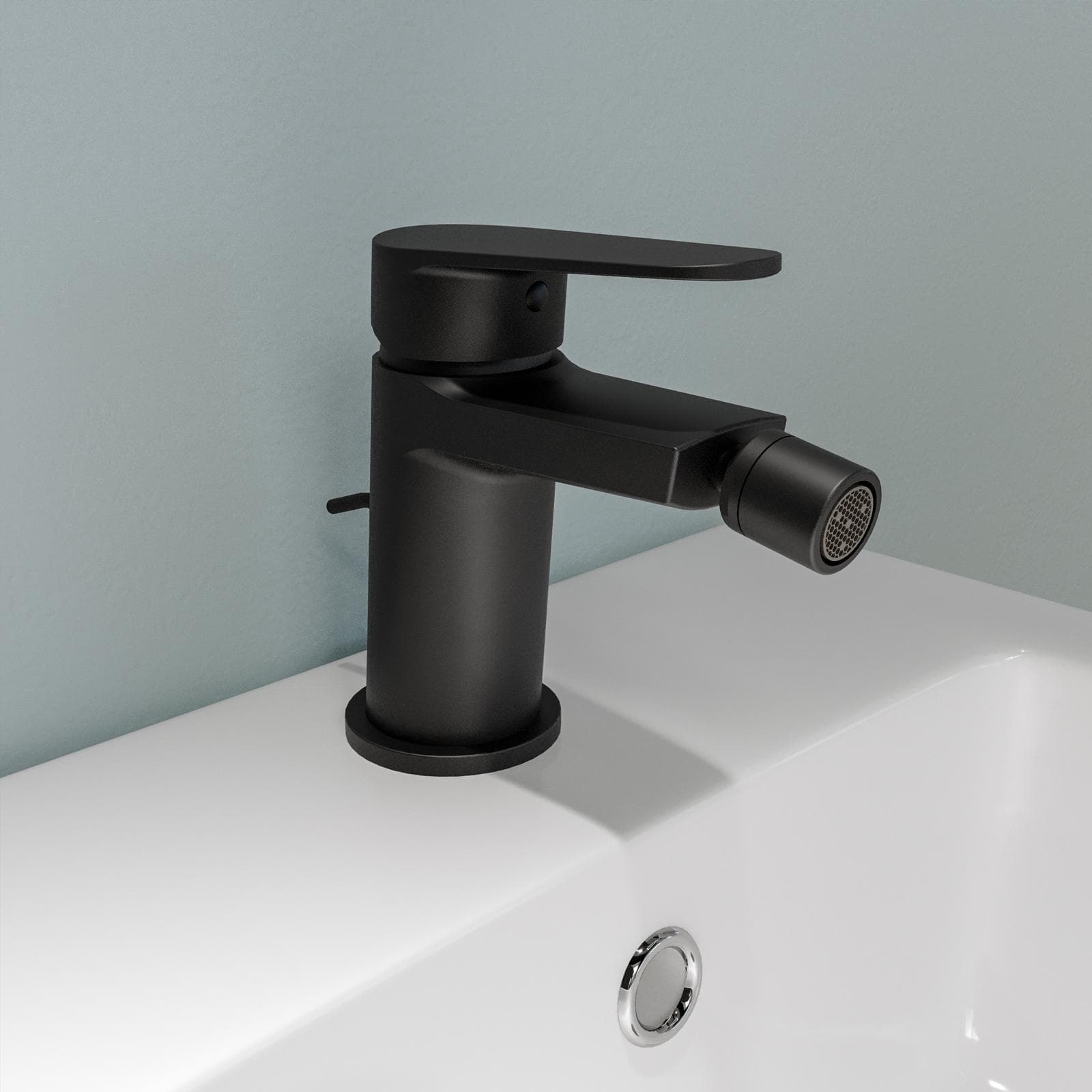 Set miscelatore lavabo alto e bidet con scarico nero – Lir