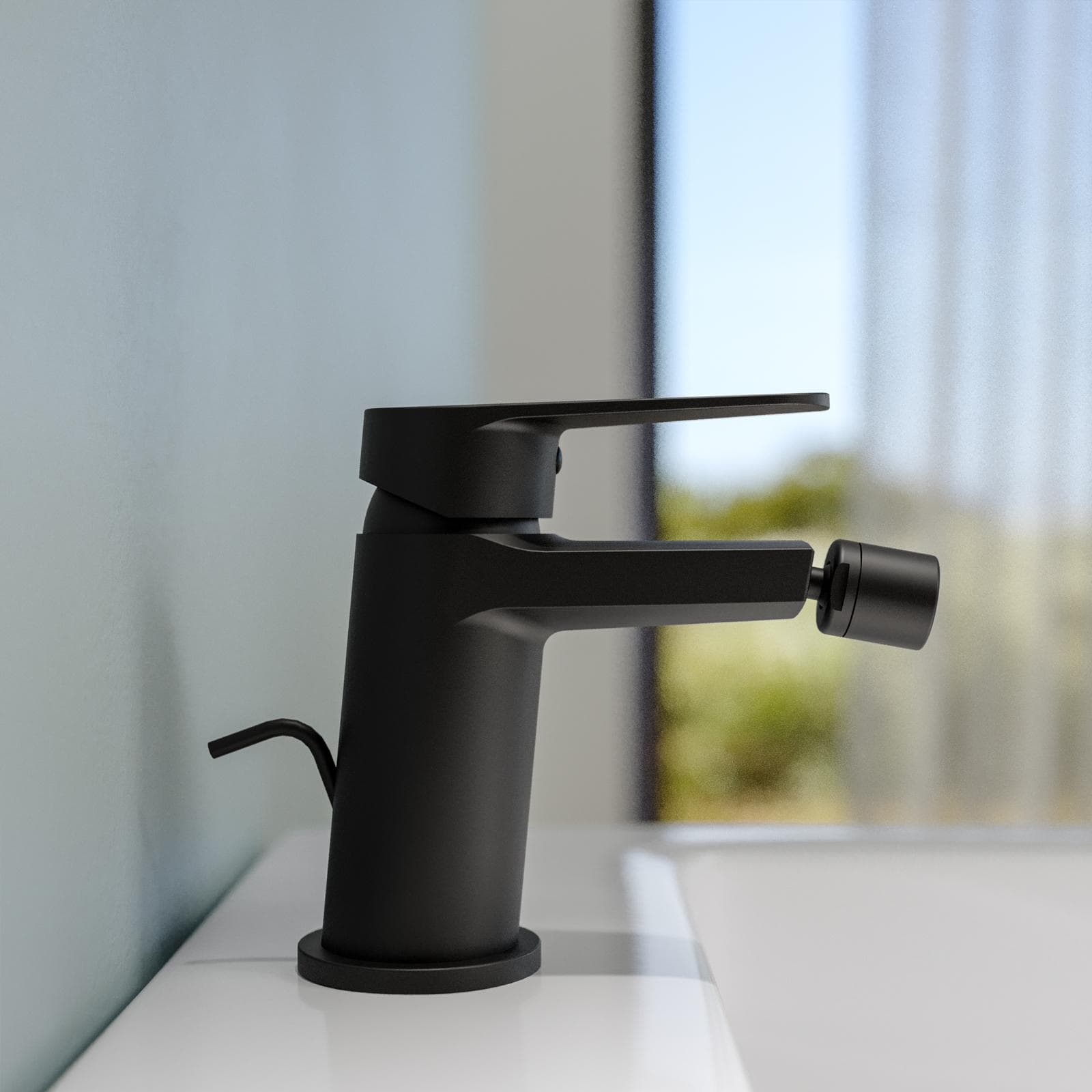 Set miscelatore lavabo alto e bidet con scarico nero – Lir