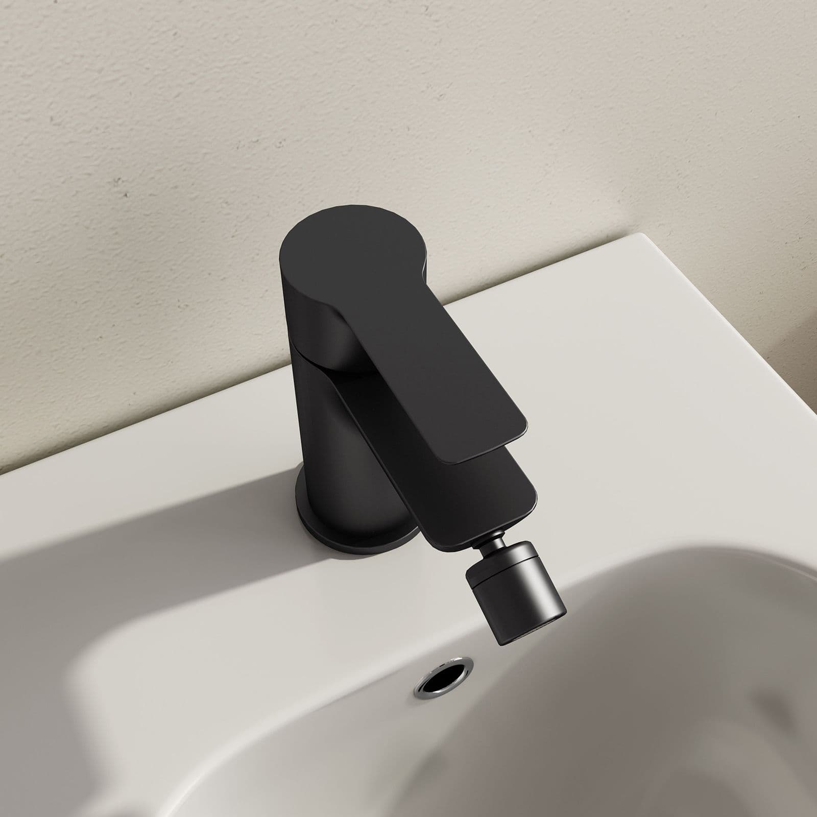 Set miscelatore lavabo e bidet con esterno doccia nero – Key