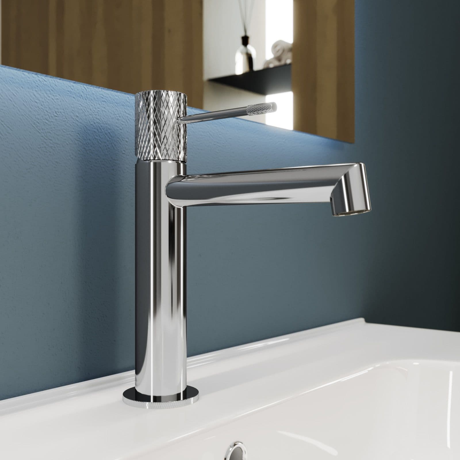 Set lavabo e bidet con esterno doccia termostatico in ottone cromo - Crystal