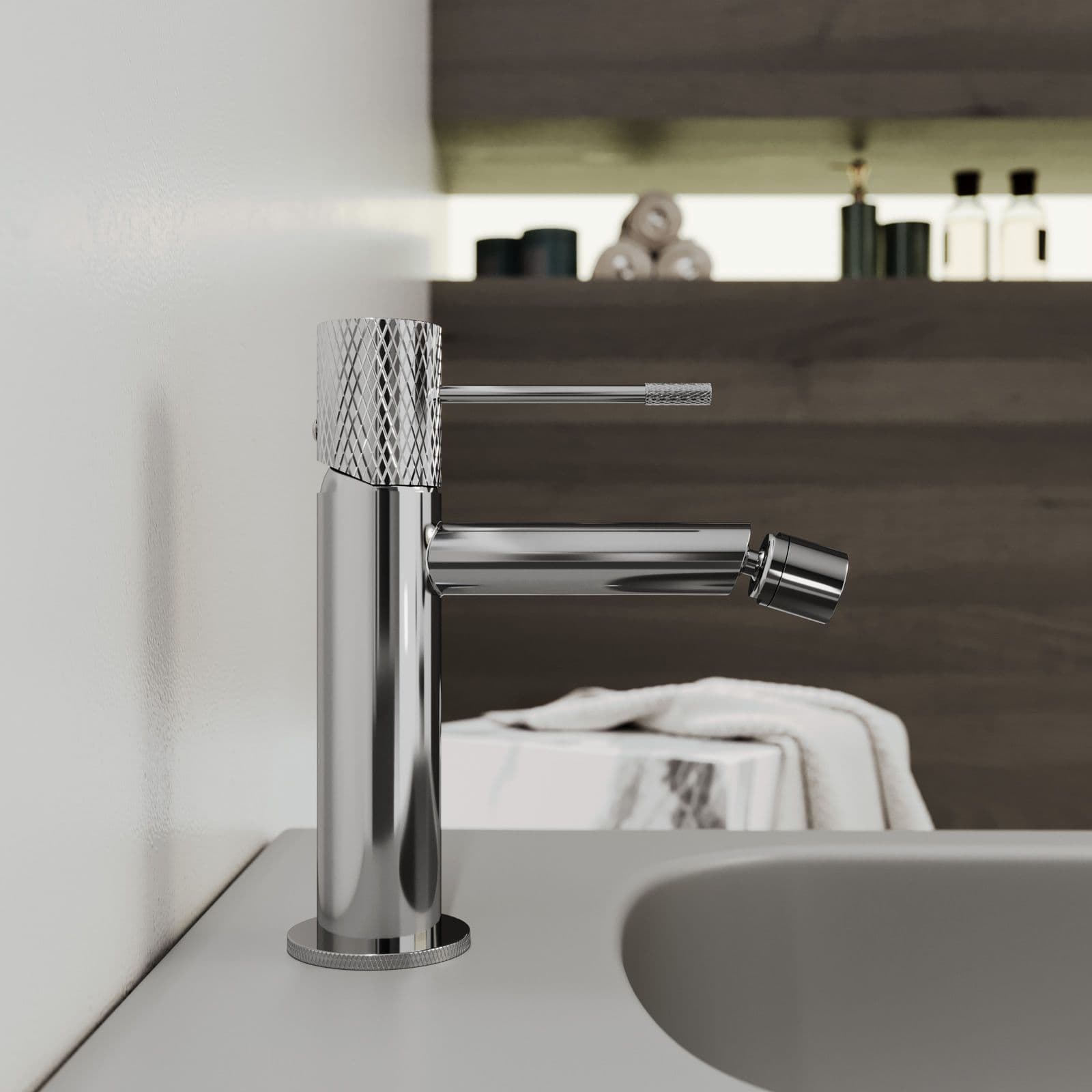 Set lavabo e bidet con esterno doccia termostatico in ottone cromo - Crystal
