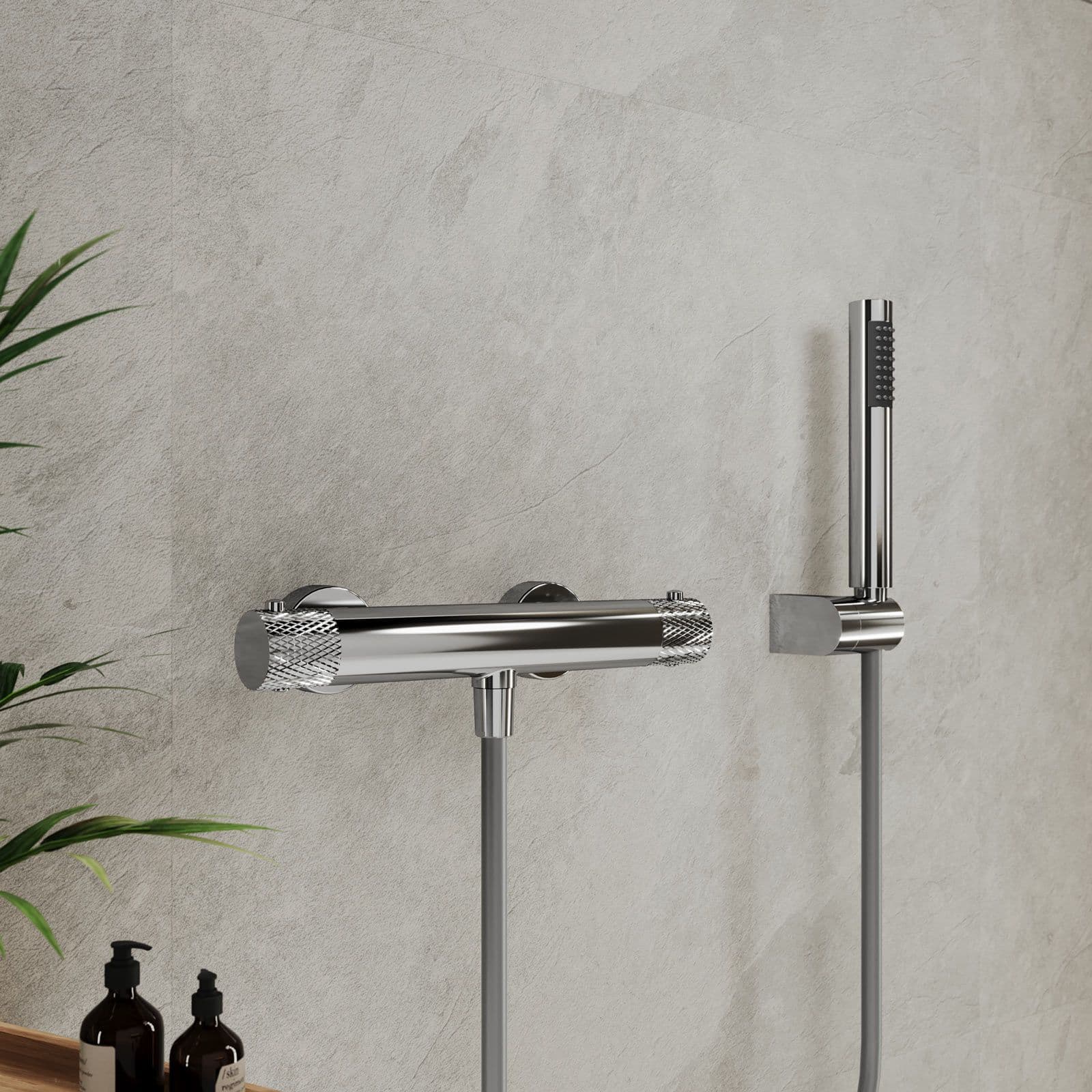 Set lavabo e bidet con esterno doccia termostatico in ottone cromo - Crystal