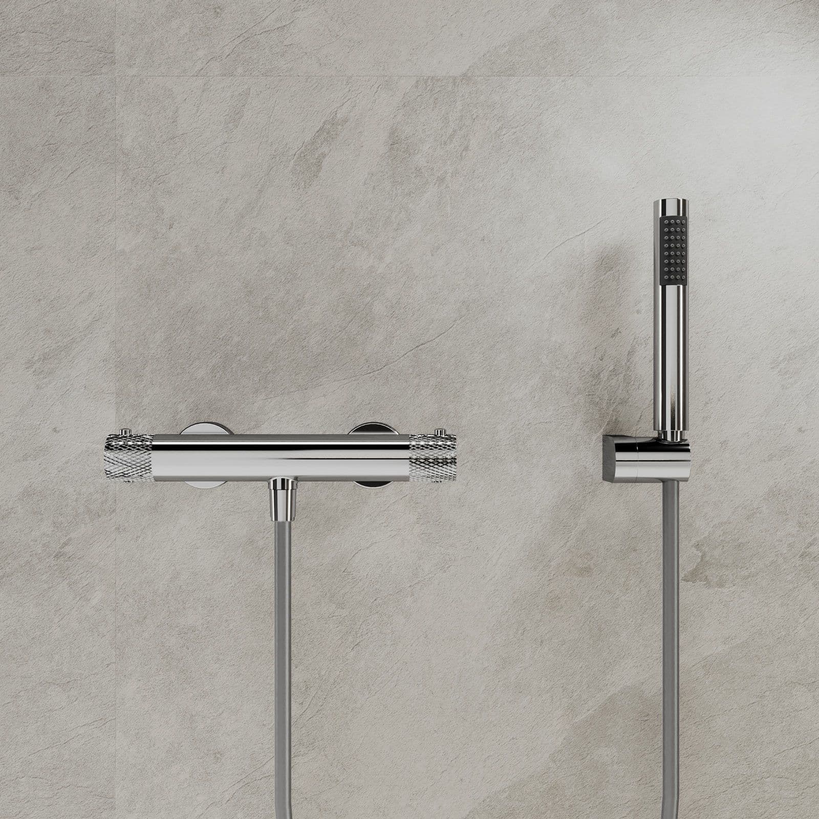 Set lavabo e bidet con esterno doccia termostatico in ottone cromo - Crystal