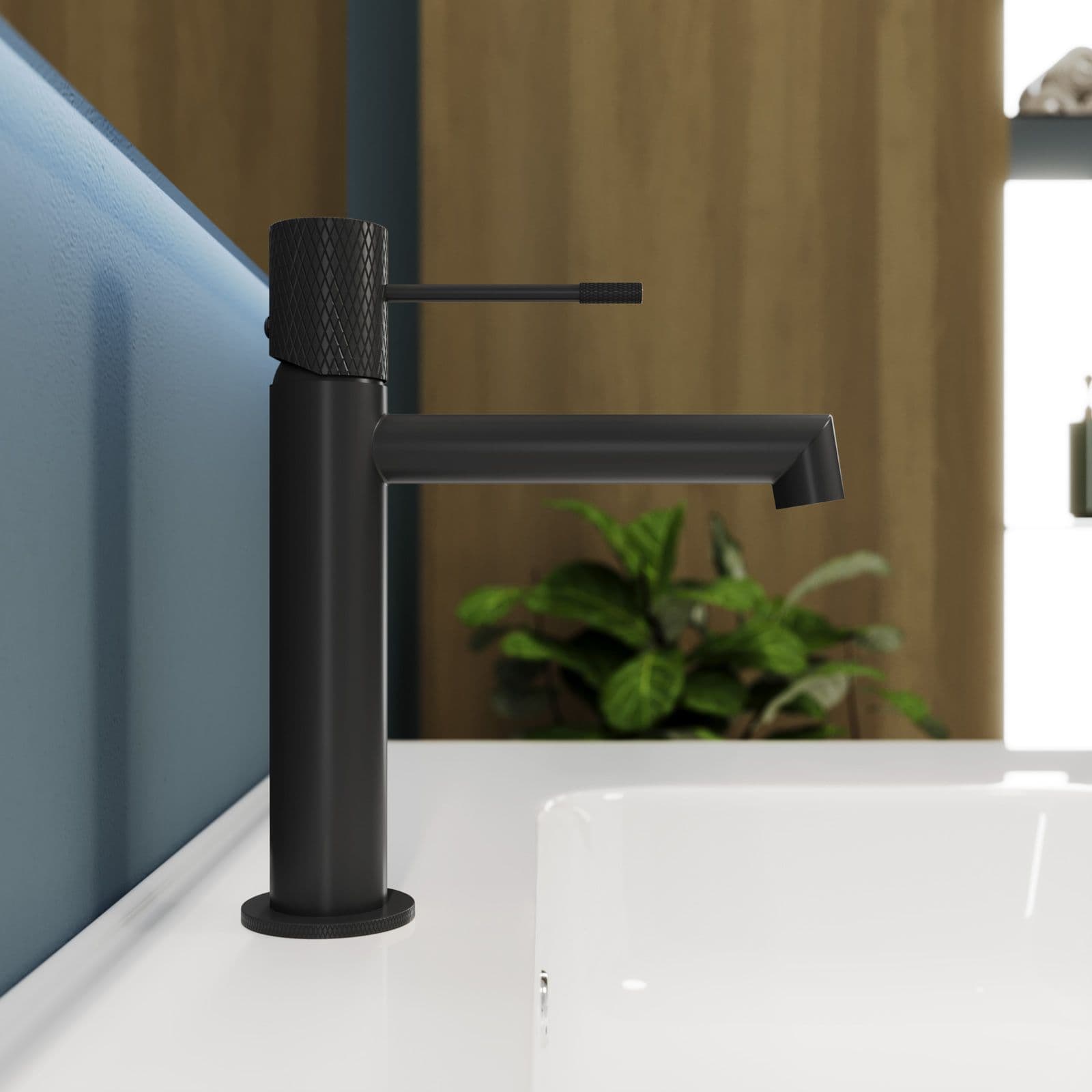 Set lavabo e bidet con esterno doccia termostatico in ottone nero opaco - Crystal