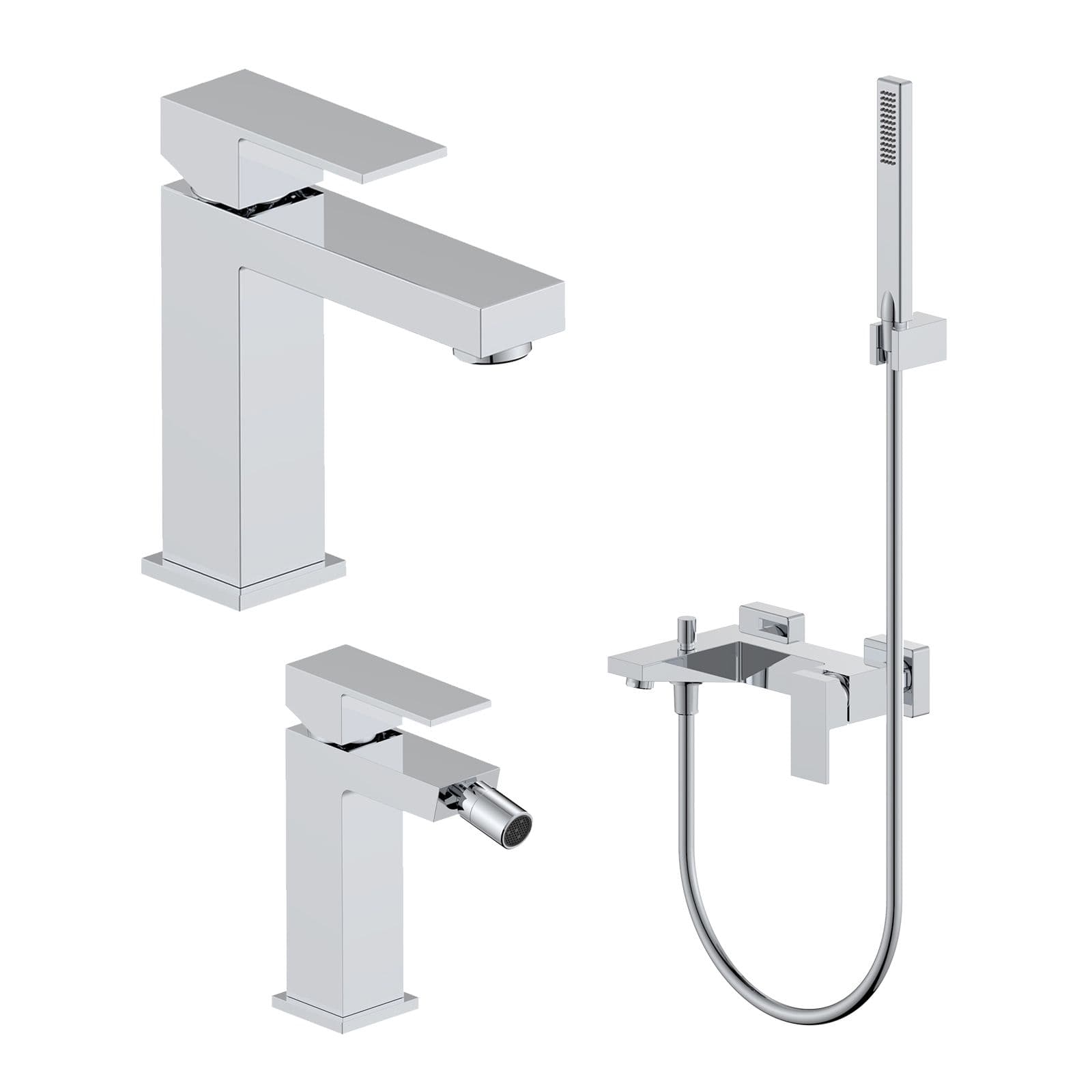 Set miscelatore lavabo e bidet con esterno vasca cromo – Kyria