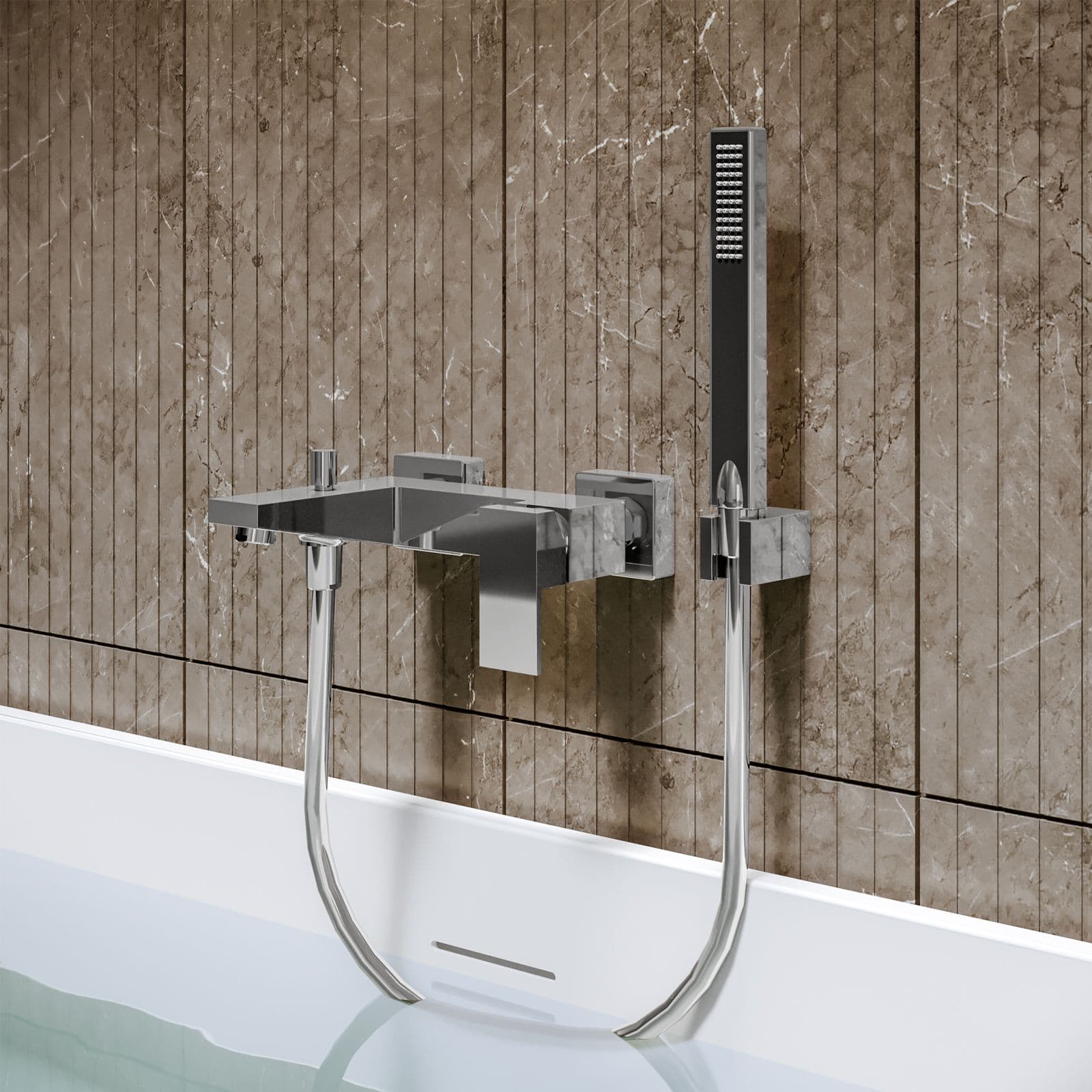 Set miscelatore lavabo e bidet con esterno vasca cromo – Kyria