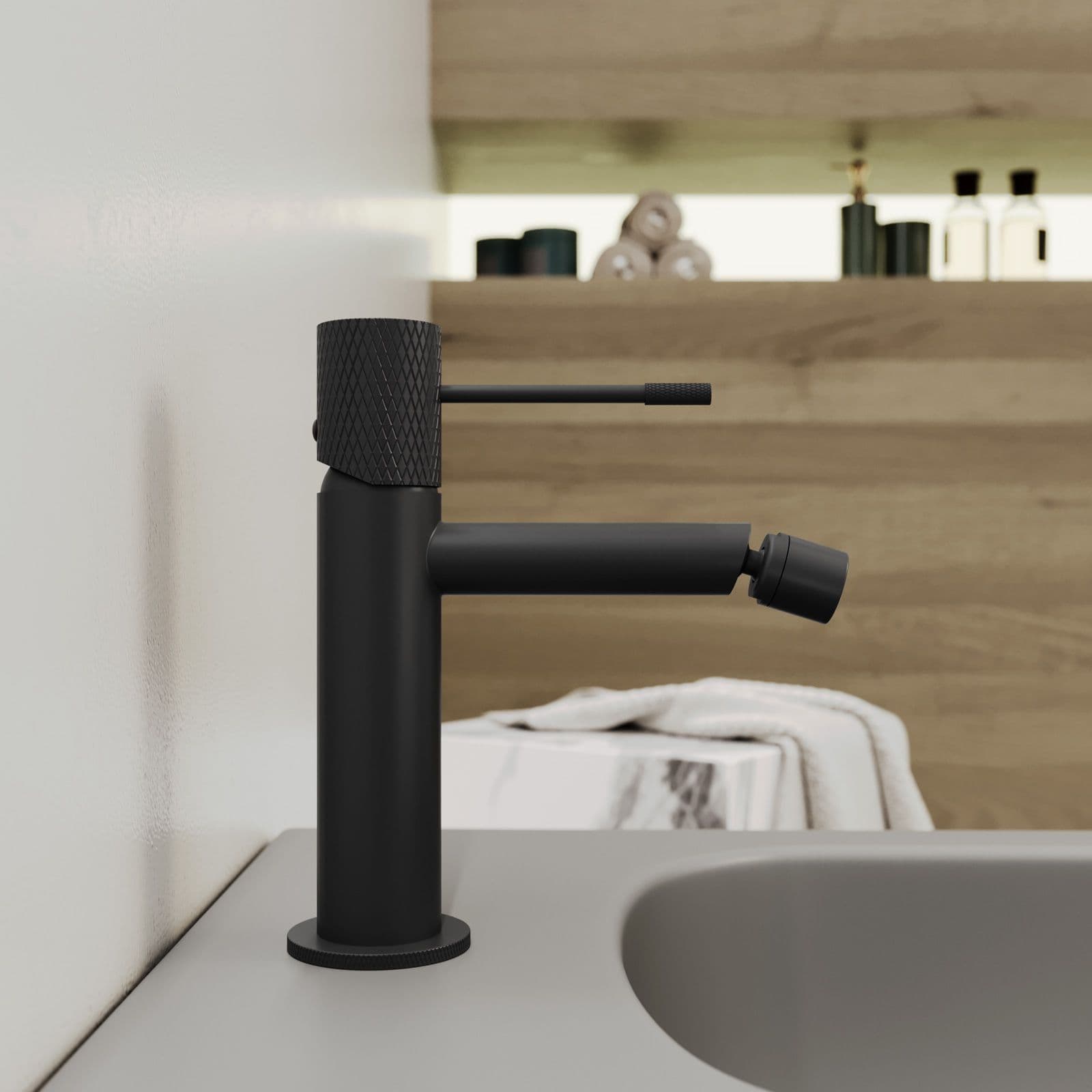 Set lavabo e bidet con incasso doccia in ottone nero opaco - Crystal