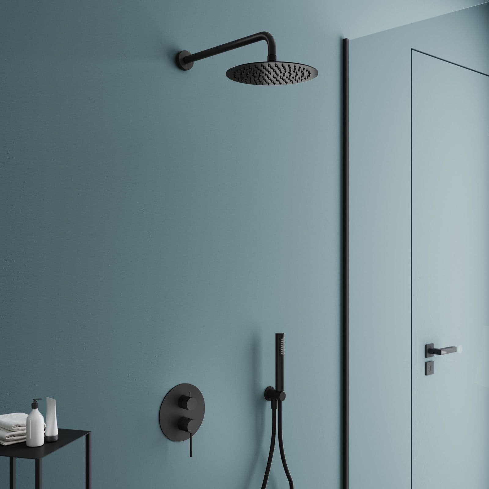 Set lavabo e bidet con incasso doccia in ottone nero opaco - Crystal