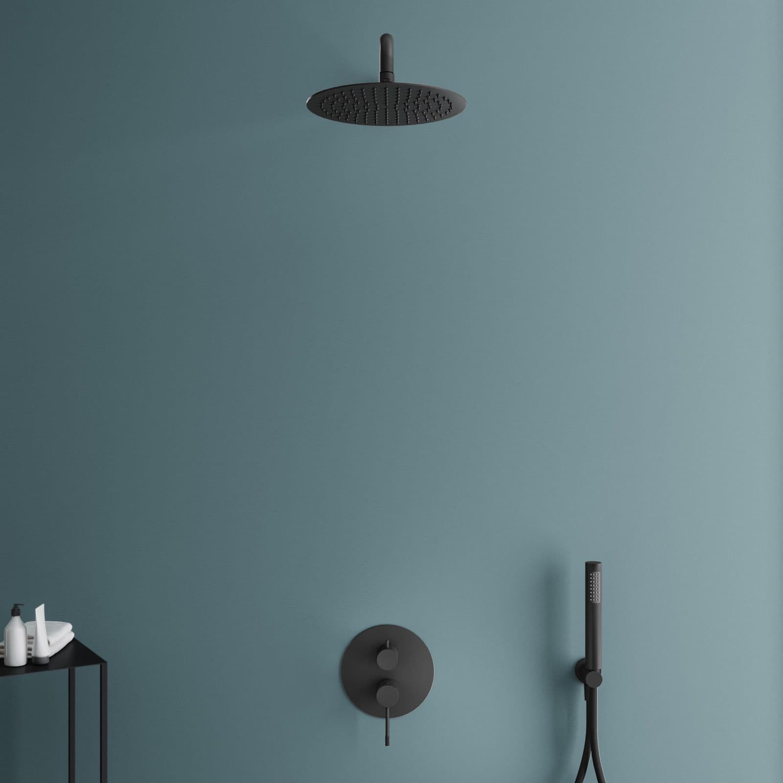 Set lavabo e bidet con incasso doccia in ottone nero opaco - Crystal