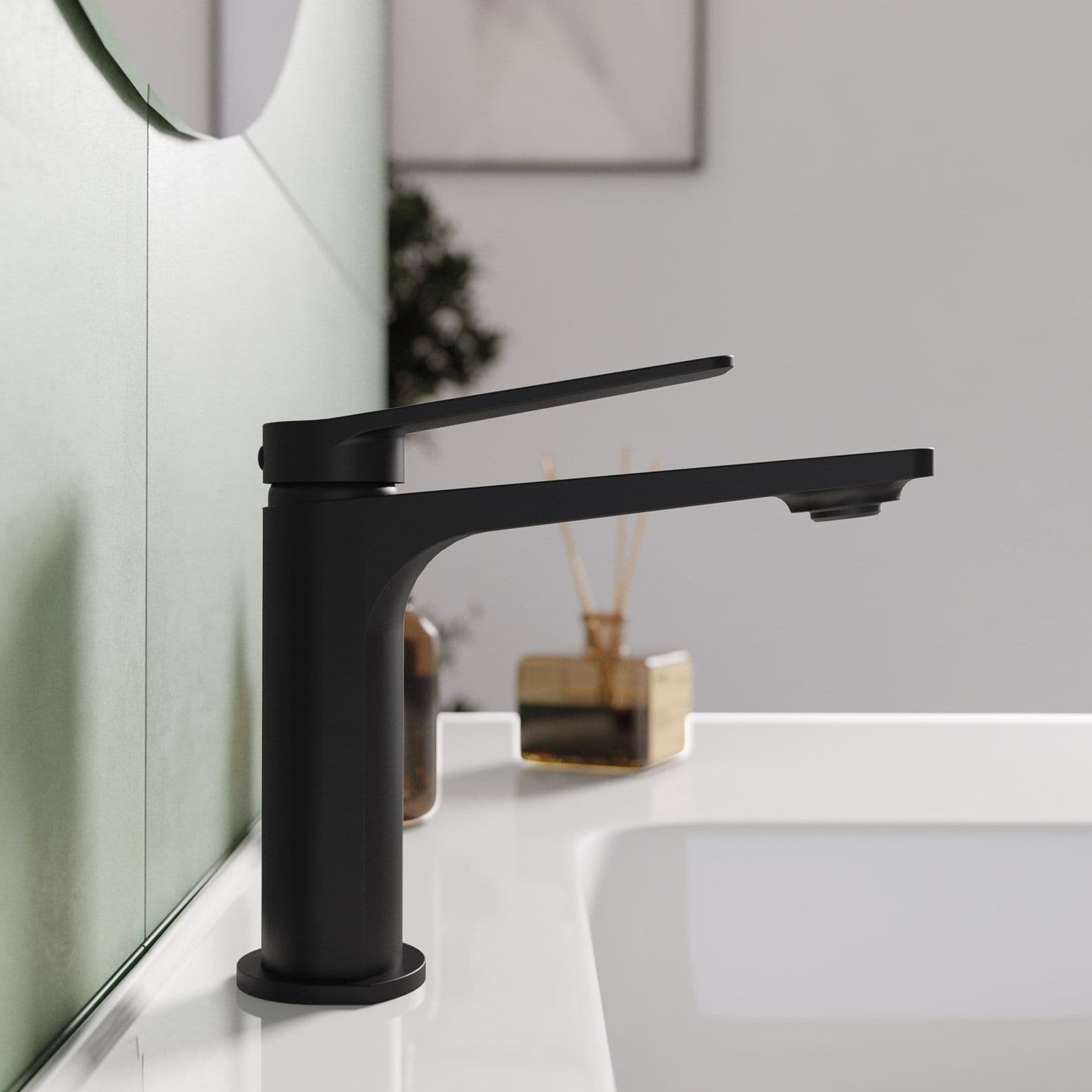 Set lavabo e bidet con incasso doccia in ottone nero opaco - Nocta