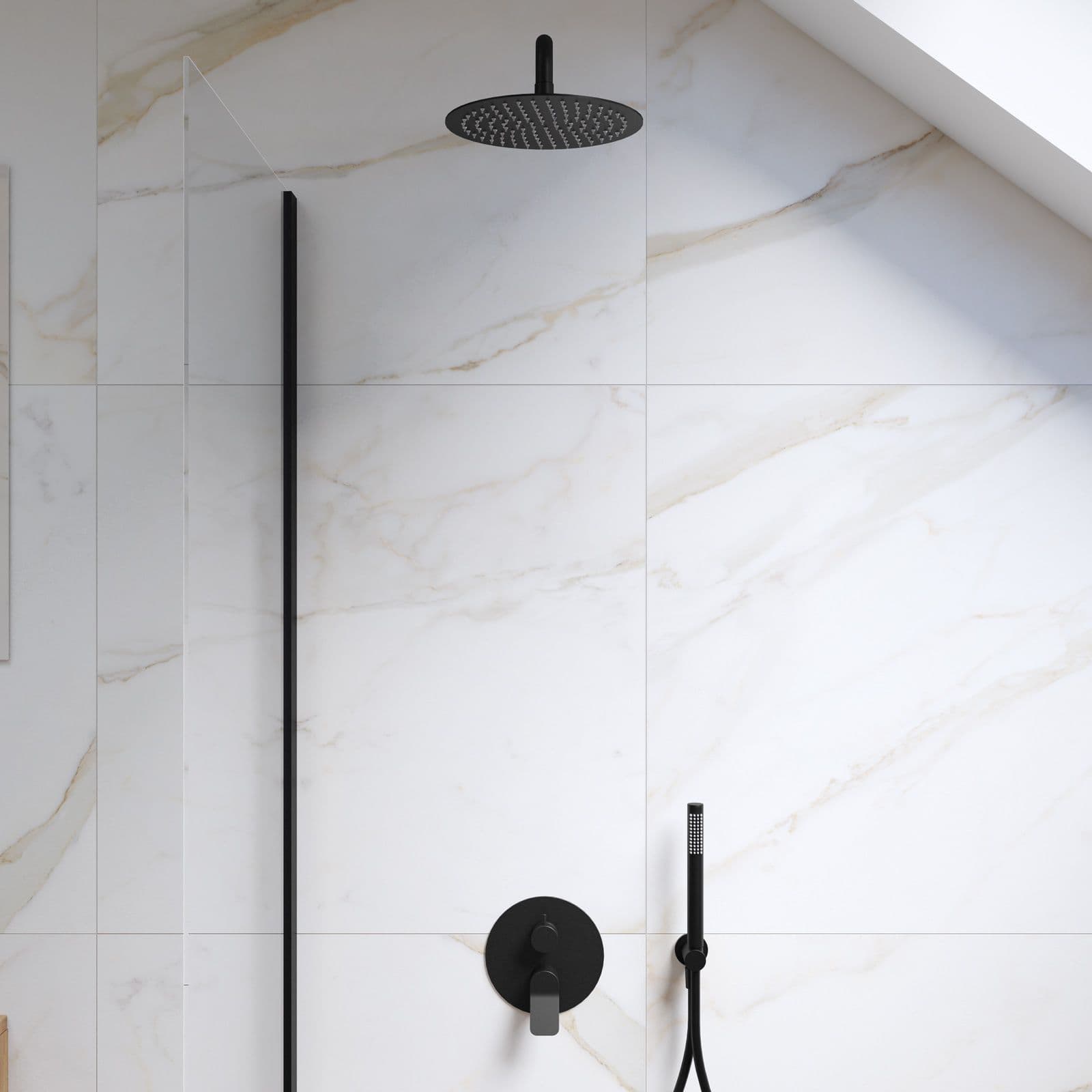 Set lavabo e bidet con incasso doccia in ottone nero opaco - Nocta