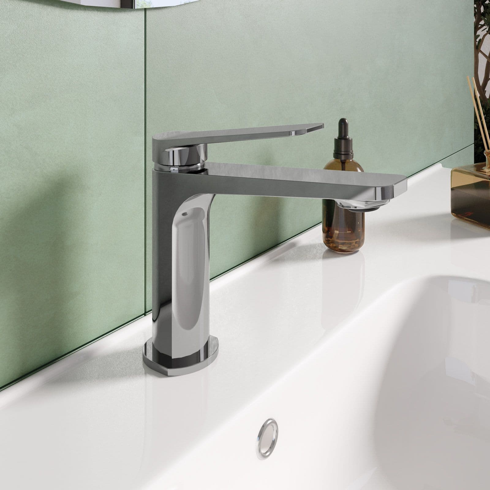 Set lavabo e bidet con incasso doccia termostatico in ottone cromo - Nocta