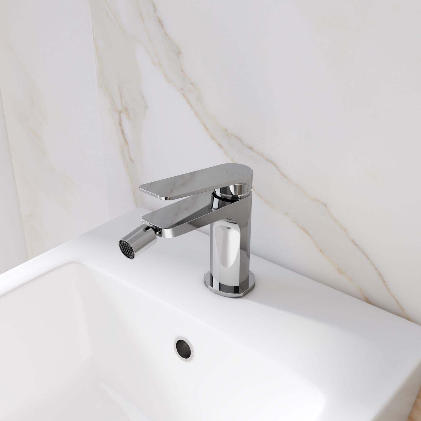 Set lavabo e bidet con incasso doccia termostatico in ottone cromo - Nocta