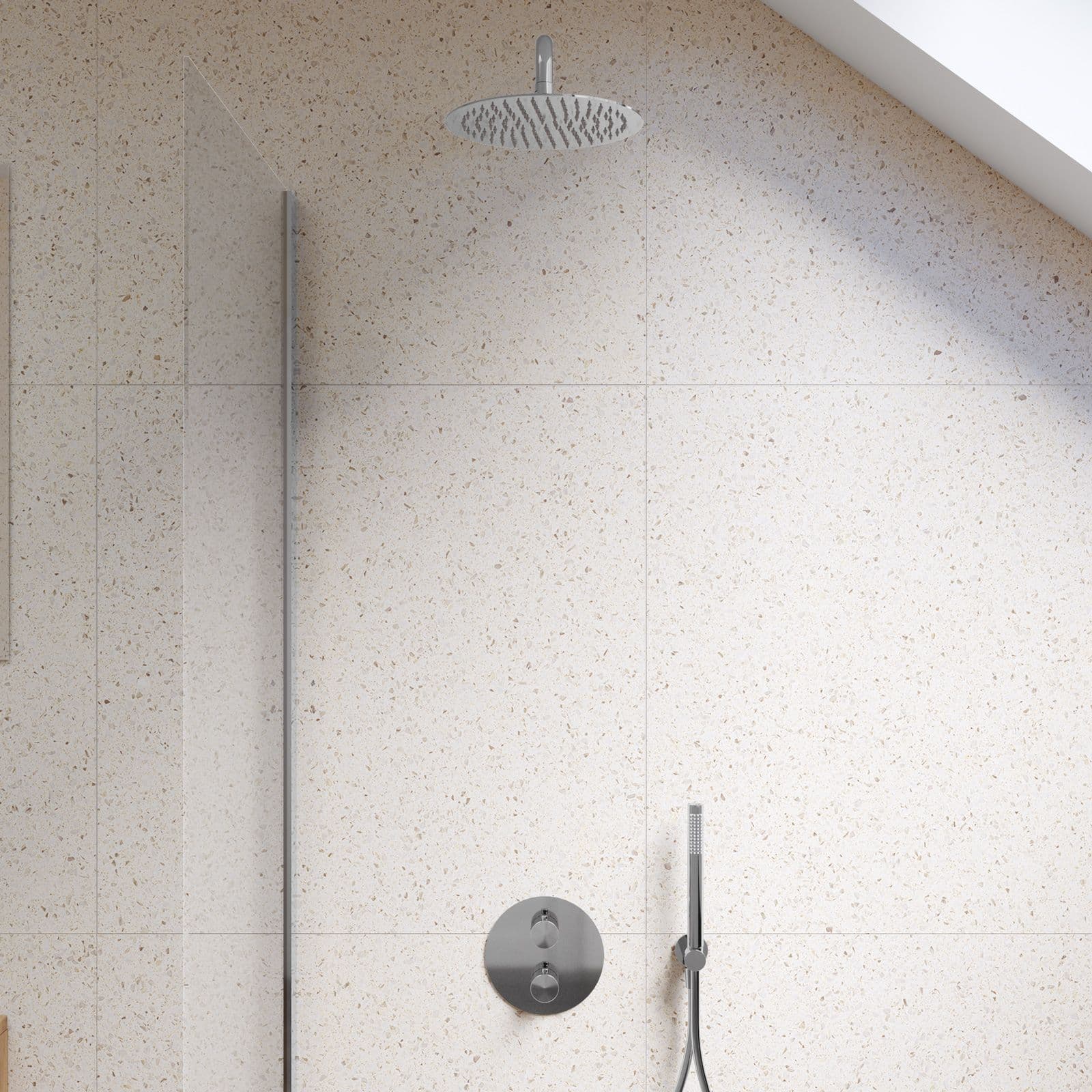Set lavabo e bidet con incasso doccia termostatico in ottone cromo - Nocta
