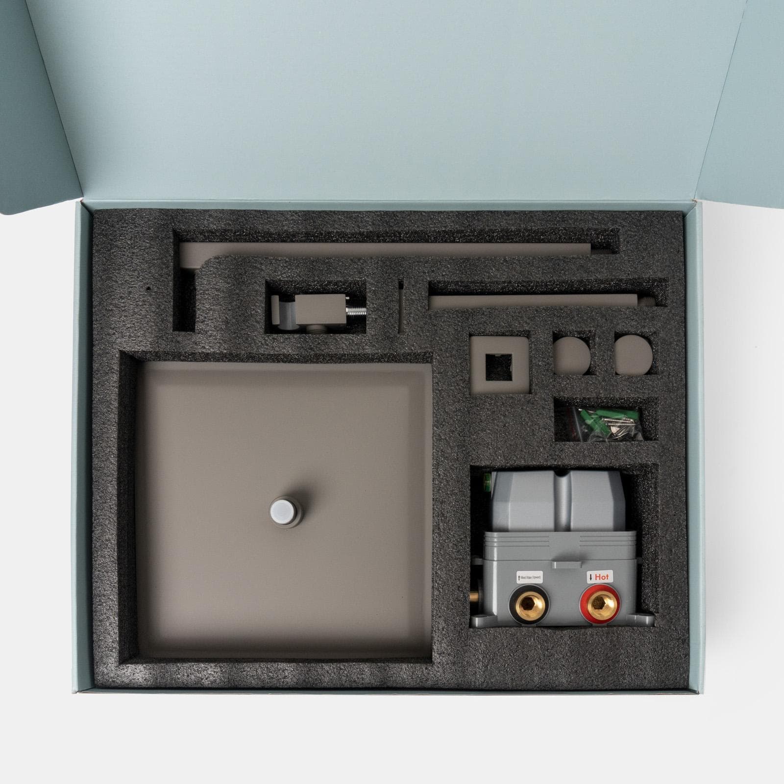 Set miscelatore incasso doccia termostatico con deviatore e braccio doccia soffione 30 x 30 cm con doccino fango - Fusion