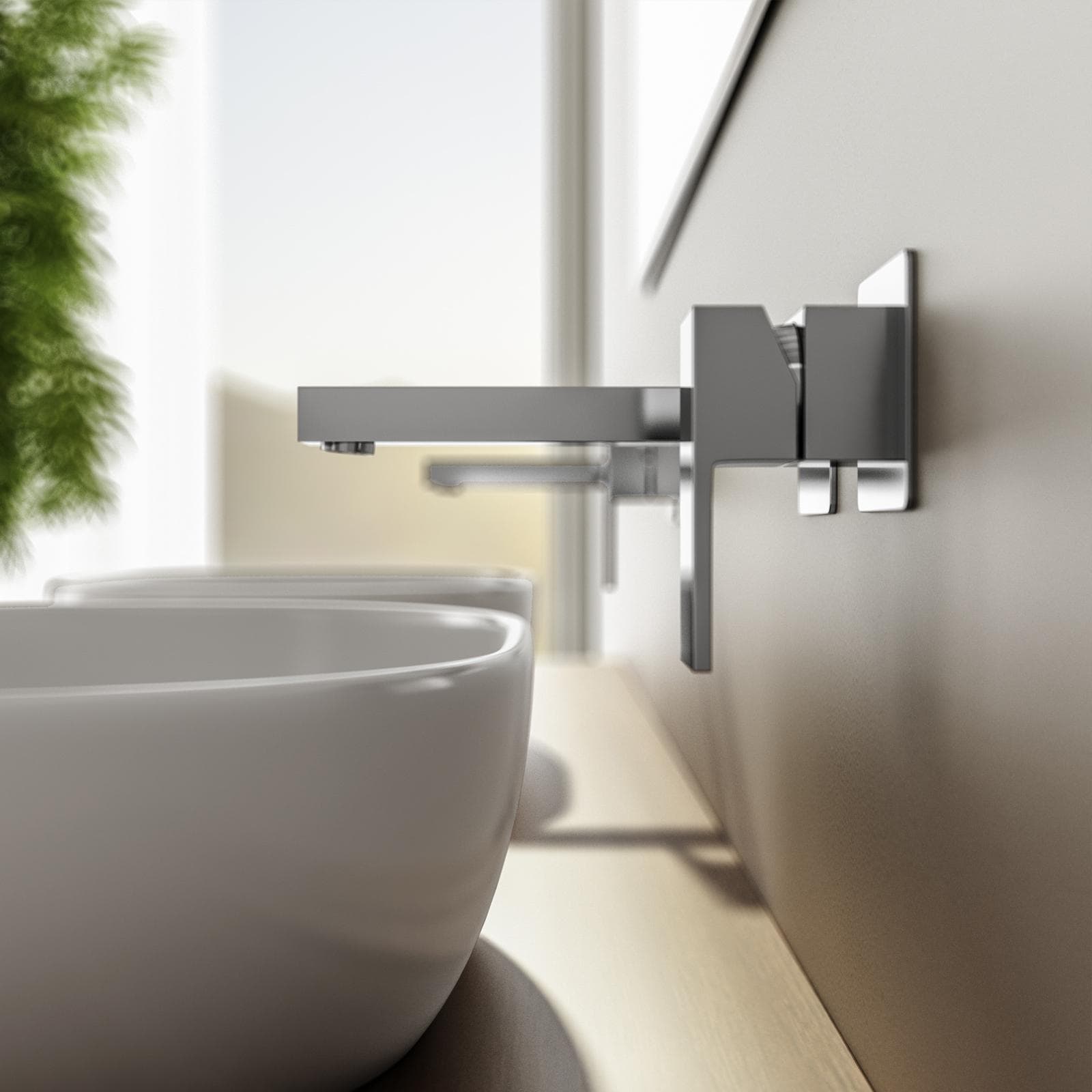 Set miscelatore lavabo a muro bidet ed esterno vasca cromo - Tiamat
