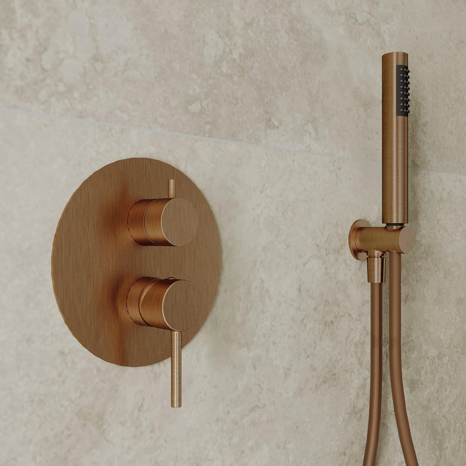 Set miscelatore lavabo a muro e bidet con incasso doccia bronzo spazzolato – Oasis