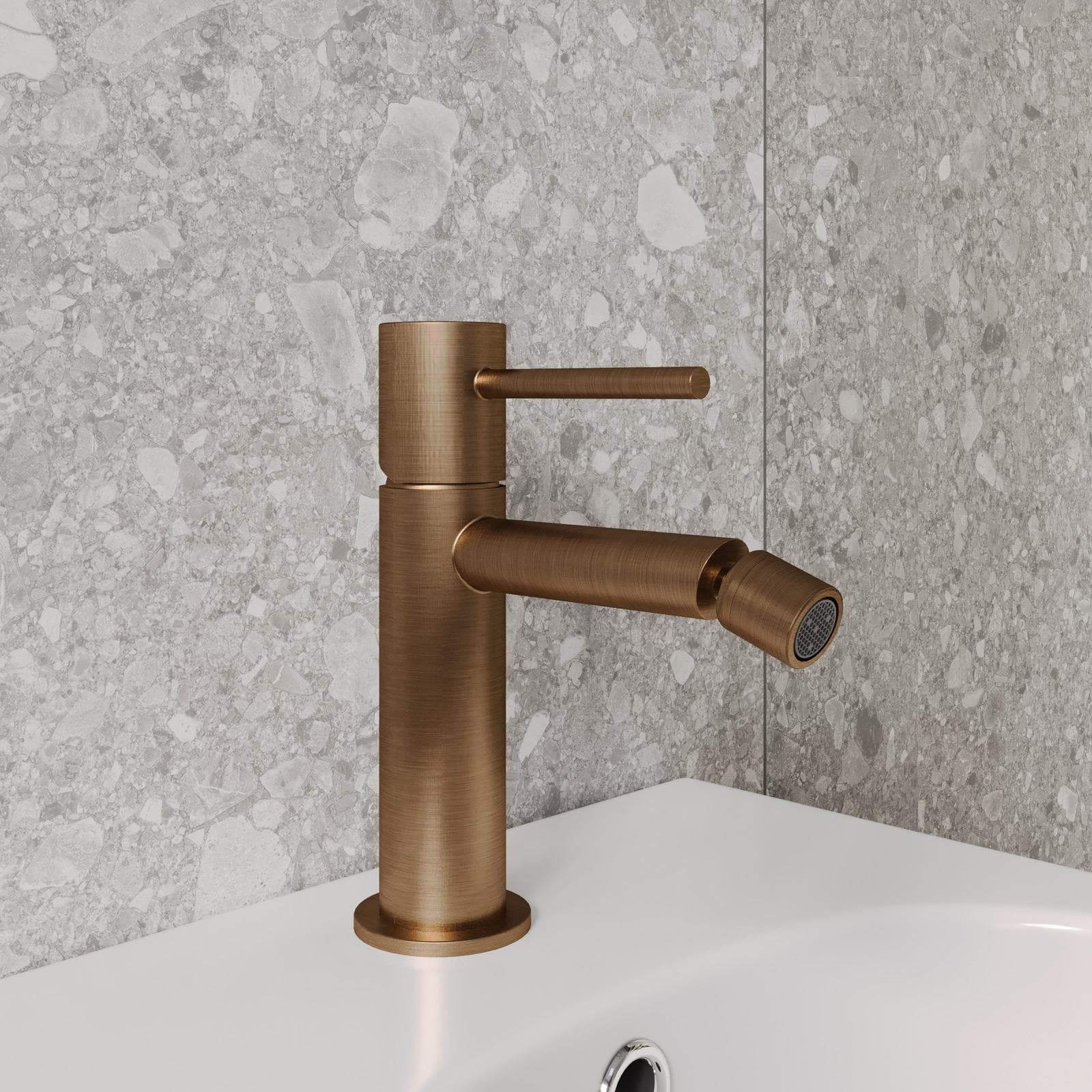Set miscelatore lavabo a muro e bidet con incasso doccia bronzo spazzolato – Oasis