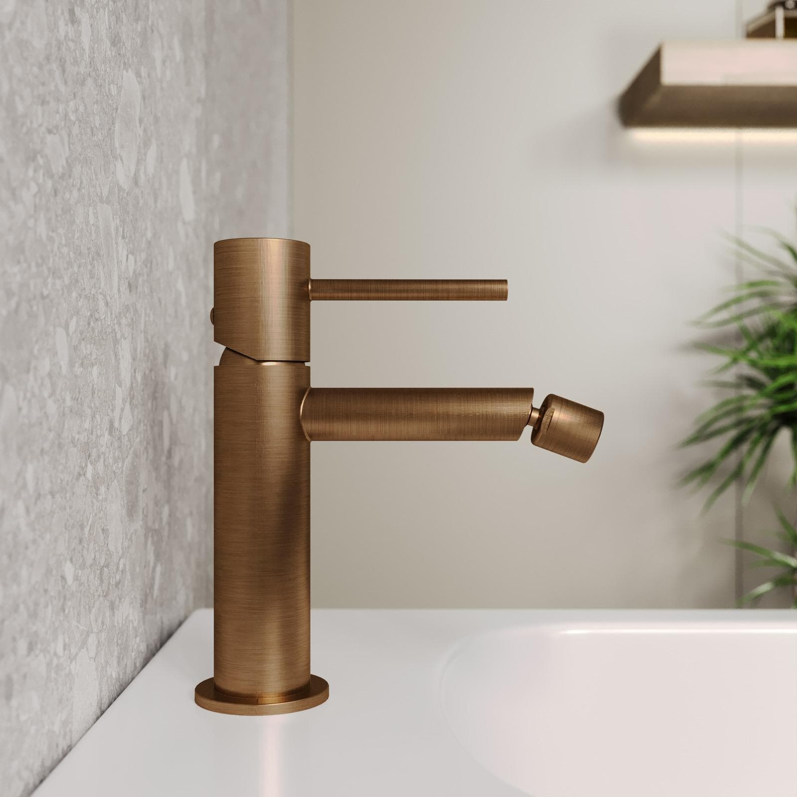 Set miscelatore lavabo a muro e bidet con incasso doccia bronzo spazzolato – Oasis