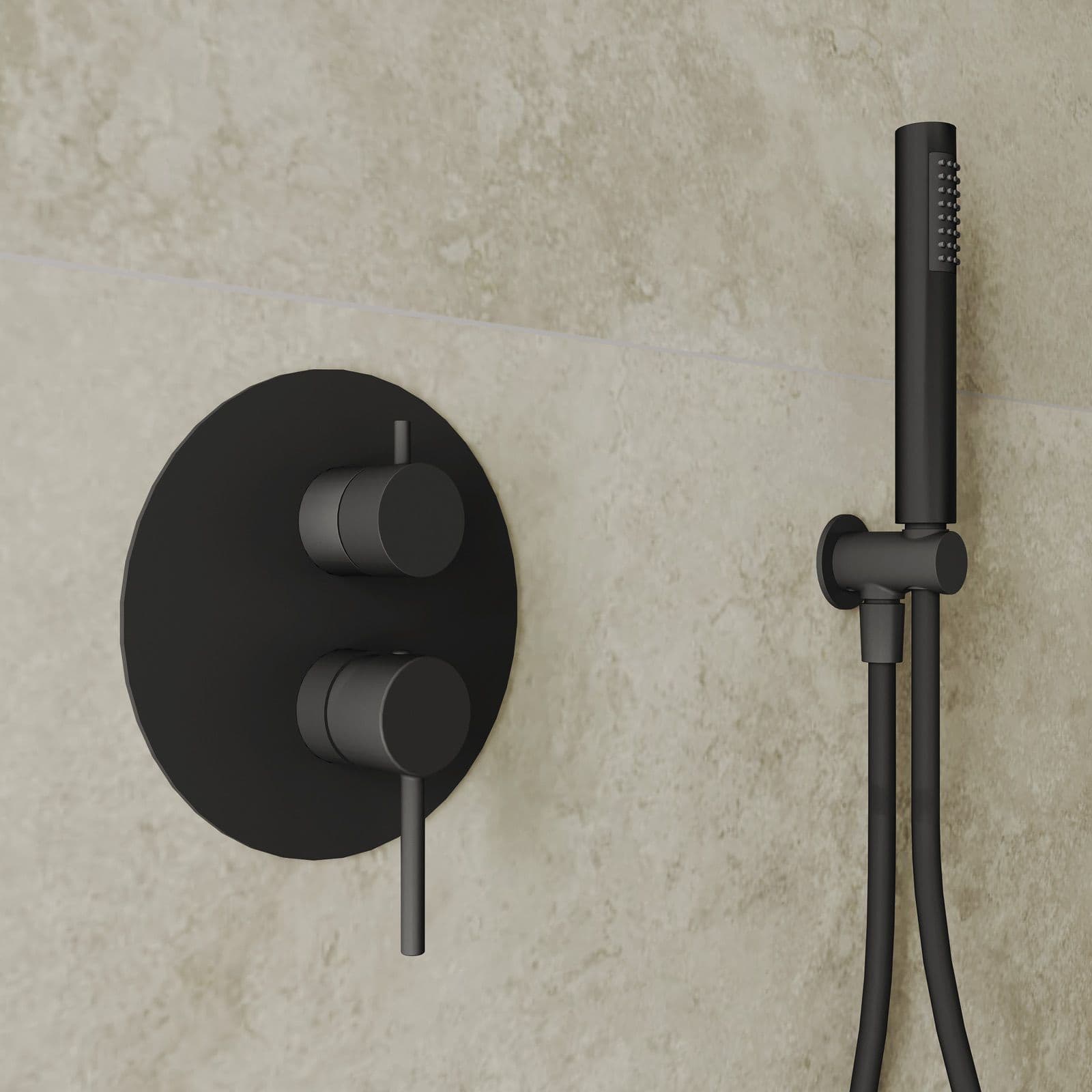 Set miscelatore lavabo a muro e bidet con incasso doccia nero opaco – Oasis