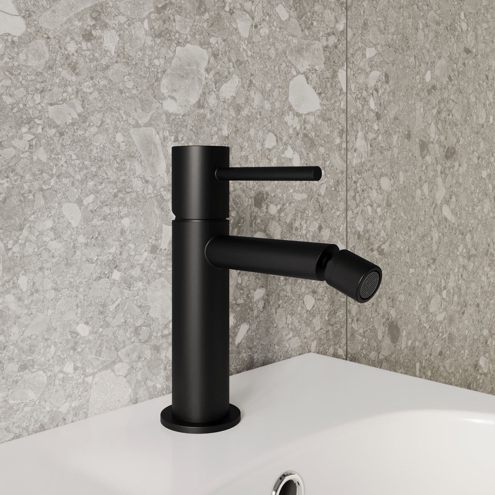 Set miscelatore lavabo a muro e bidet con incasso doccia nero opaco – Oasis