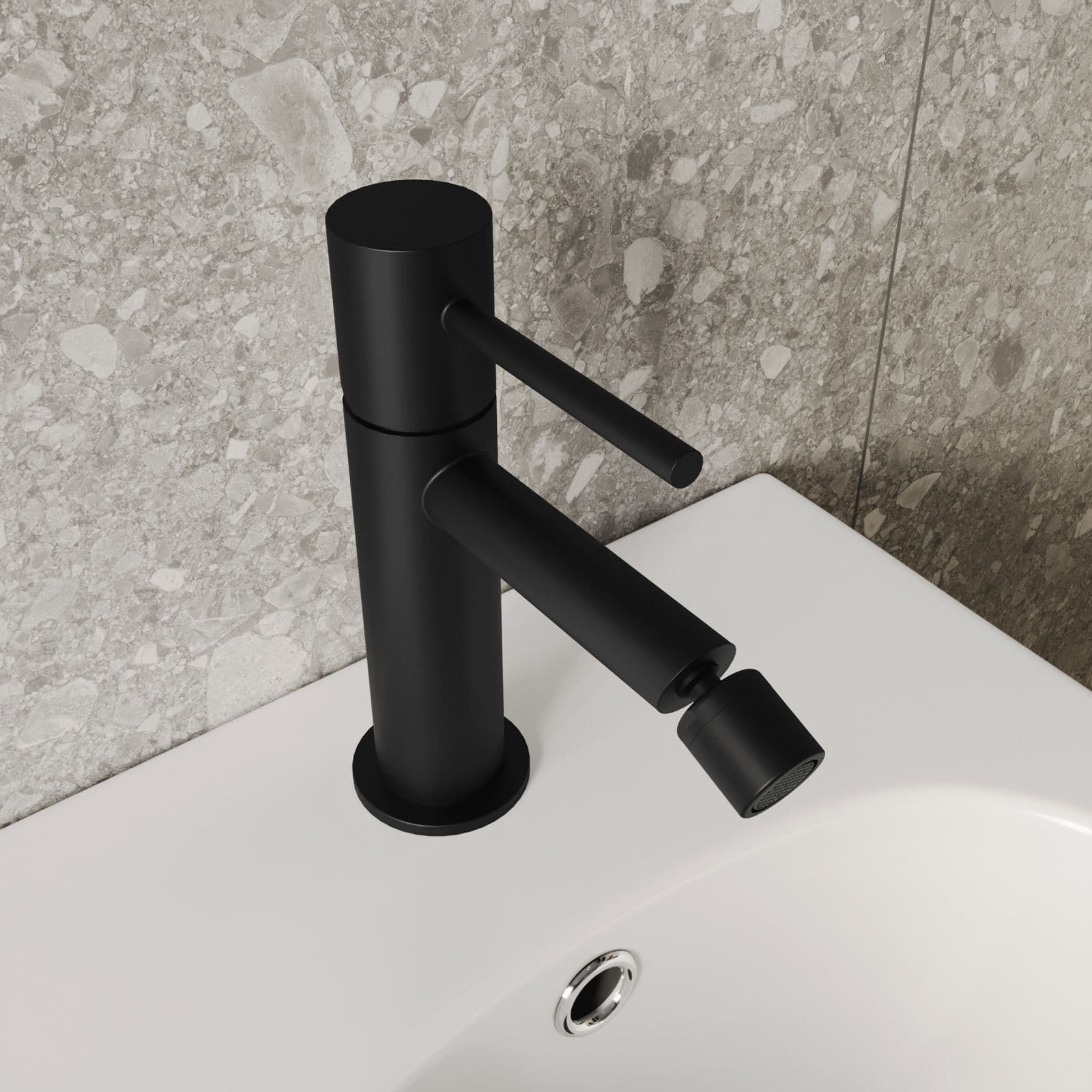 Set miscelatore lavabo a muro e bidet con incasso doccia nero opaco – Oasis