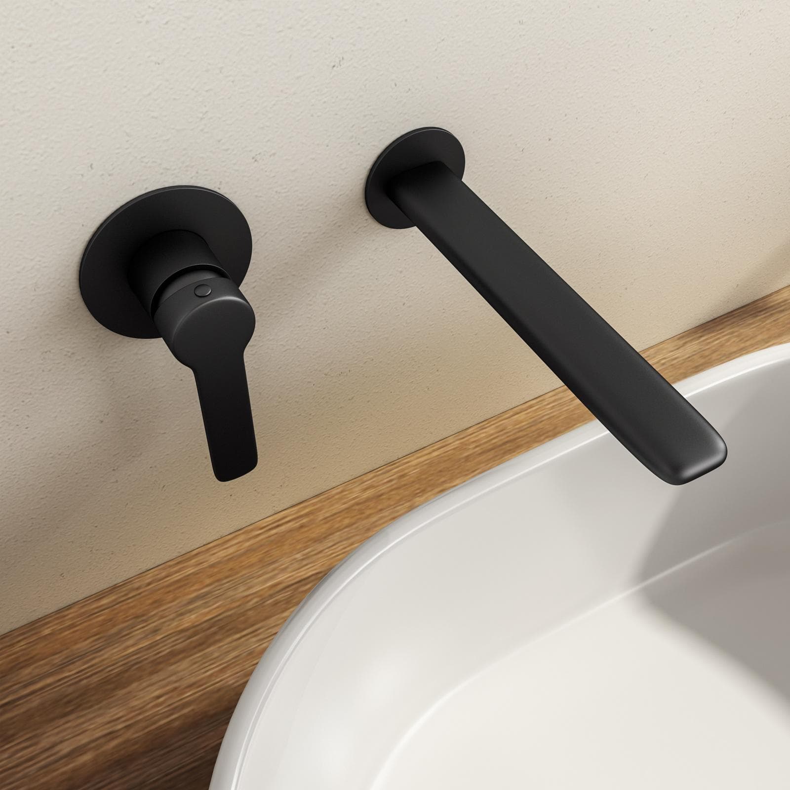 Set miscelatore lavabo a muro e bidet nero – Tila
