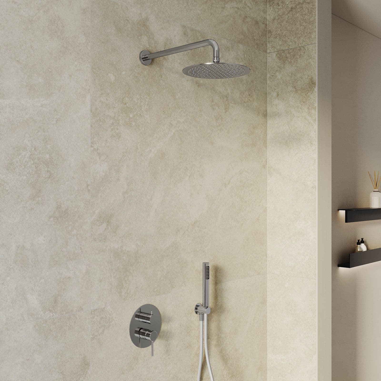 Set miscelatore lavabo alto e bidet con incasso doccia cromo – Oasis