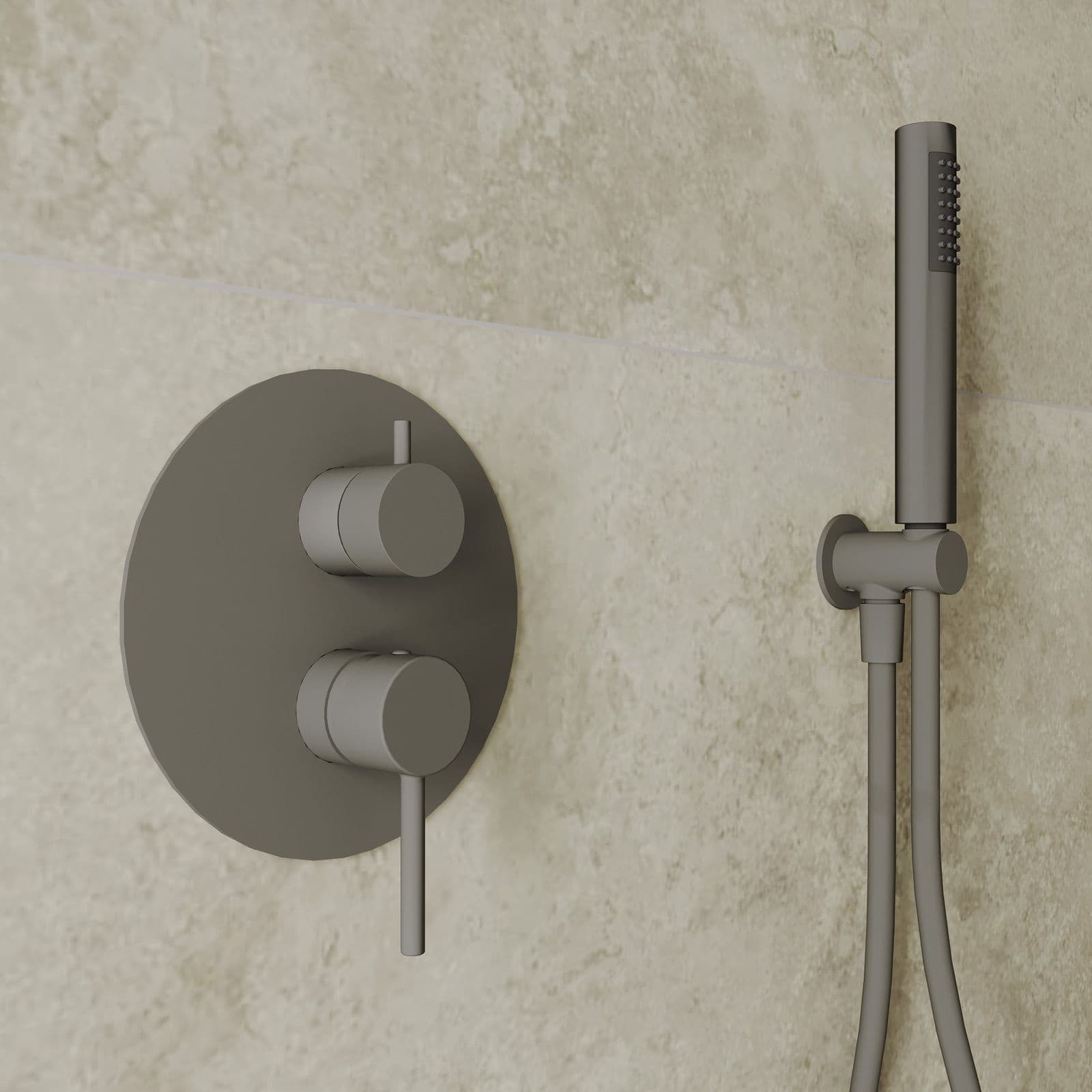 Set miscelatore lavabo alto e bidet con incasso doccia fango – Oasis