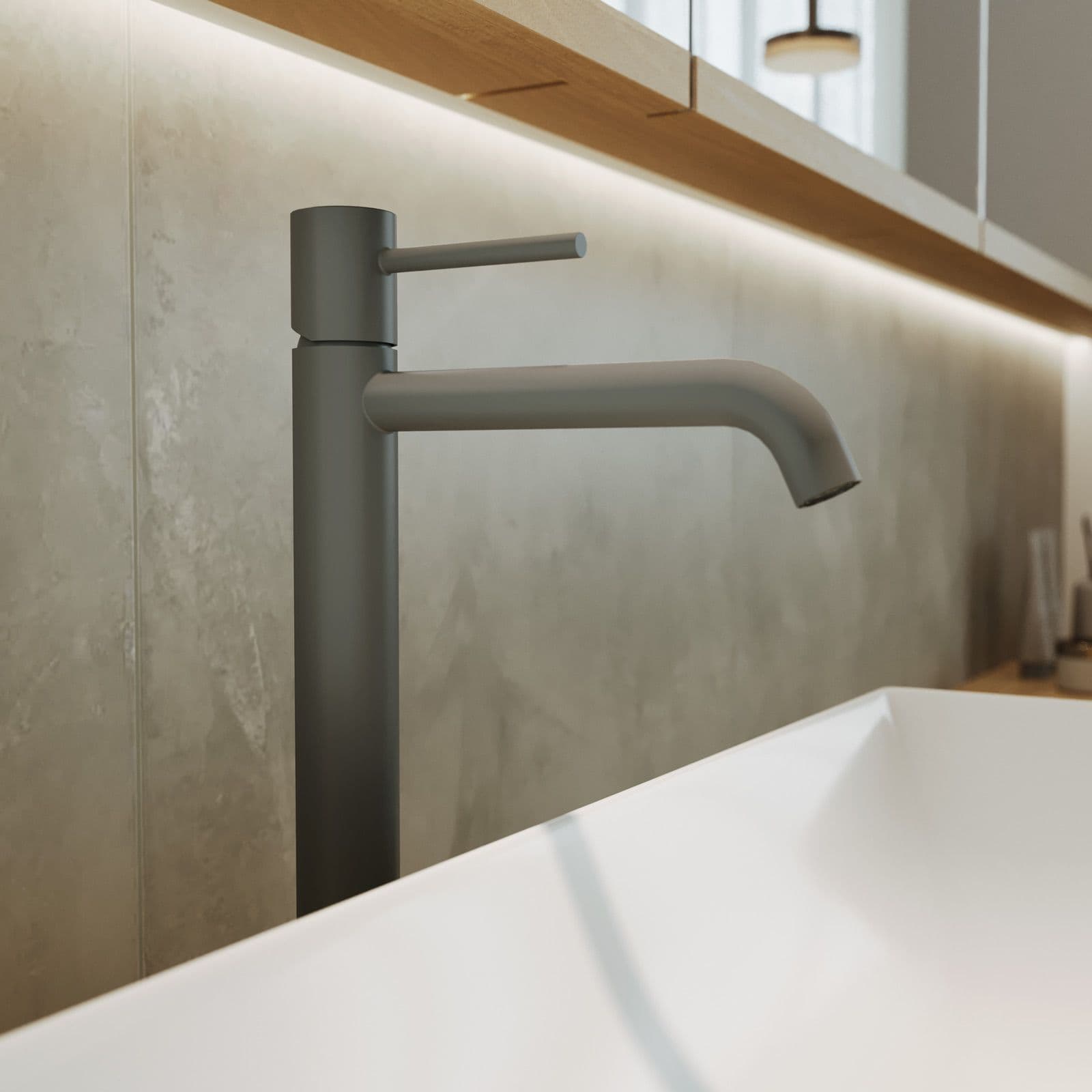 Set miscelatore lavabo alto e bidet con incasso doccia fango – Oasis