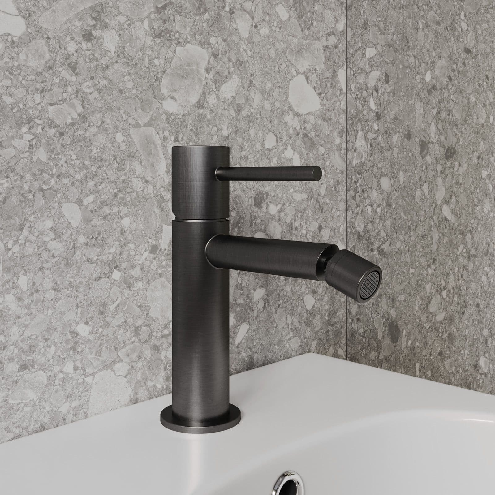Set miscelatore lavabo alto e bidet con incasso doccia nero spazzolato – Oasis